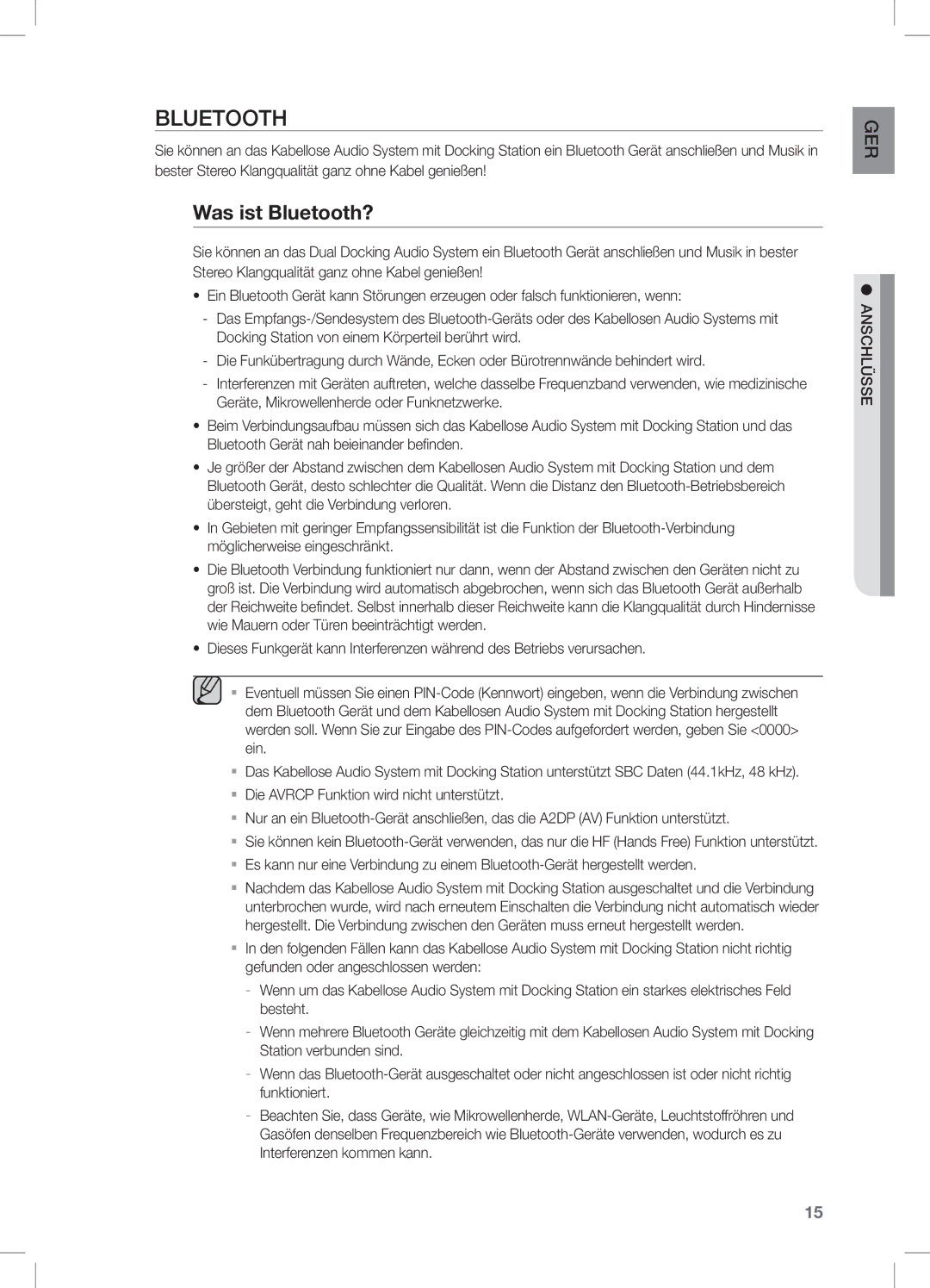 Samsung DA-E650/ZF, DA-E650/EN, DA-E651/XN, DA-E651/EN manual Was ist Bluetooth? 