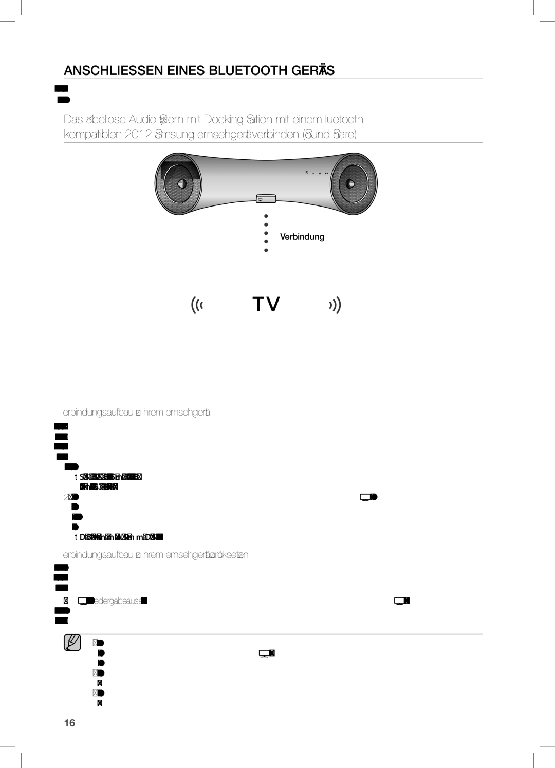 Samsung DA-E650/EN, DA-E651/XN, DA-E651/EN Anschliessen Eines Bluetooth Geräts, Verbindungsaufbau zu Ihrem Fernsehgerät 