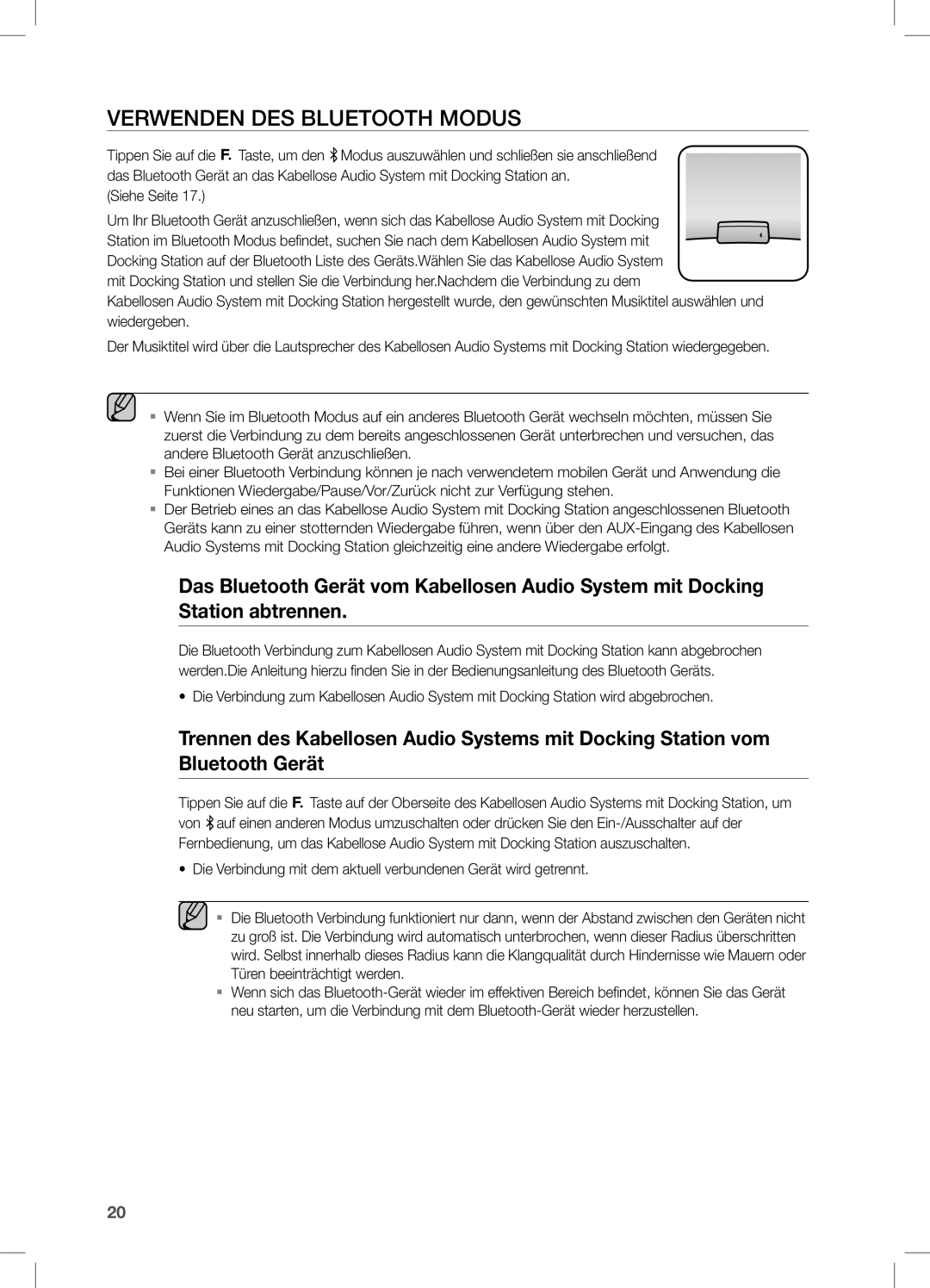 Samsung DA-E650/EN, DA-E651/XN, DA-E651/EN, DA-E650/ZF manual Verwenden DES Bluetooth Modus 