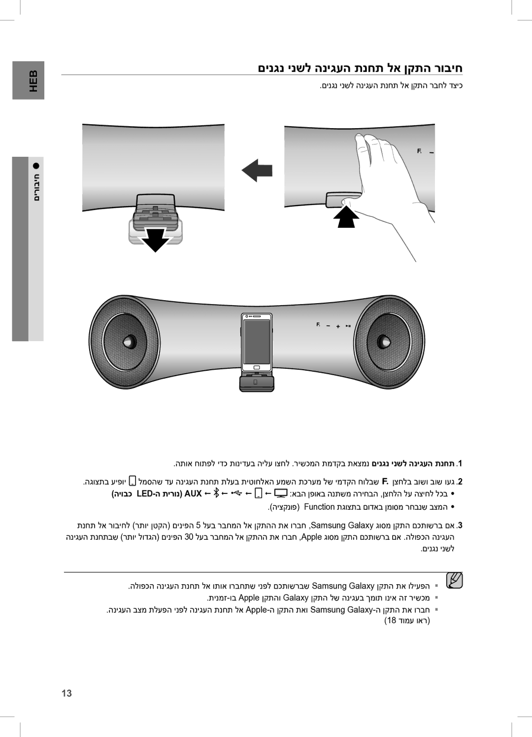 Samsung DA-E650/SQ manual םינגנ ינשל הניגעה תנחת לא ןקתה רוביח, היצקנופ Function תגוצתב םודאב ןמוסמ רחבנש בצמה 