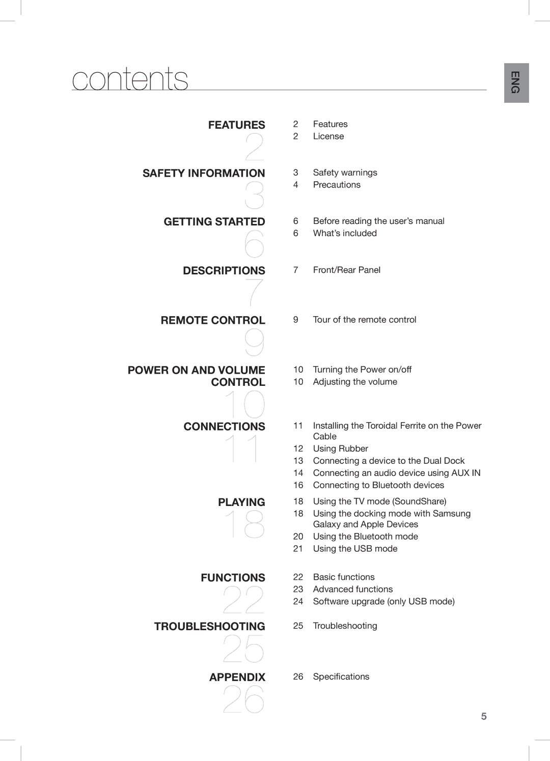 Samsung DA-E650/SQ manual Contents 