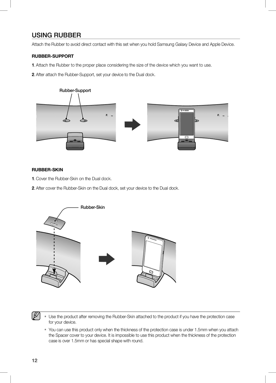 Samsung DA-E650/XV manual Using rUBBer, RUBBer-SUpport, RUBBer-SKin 