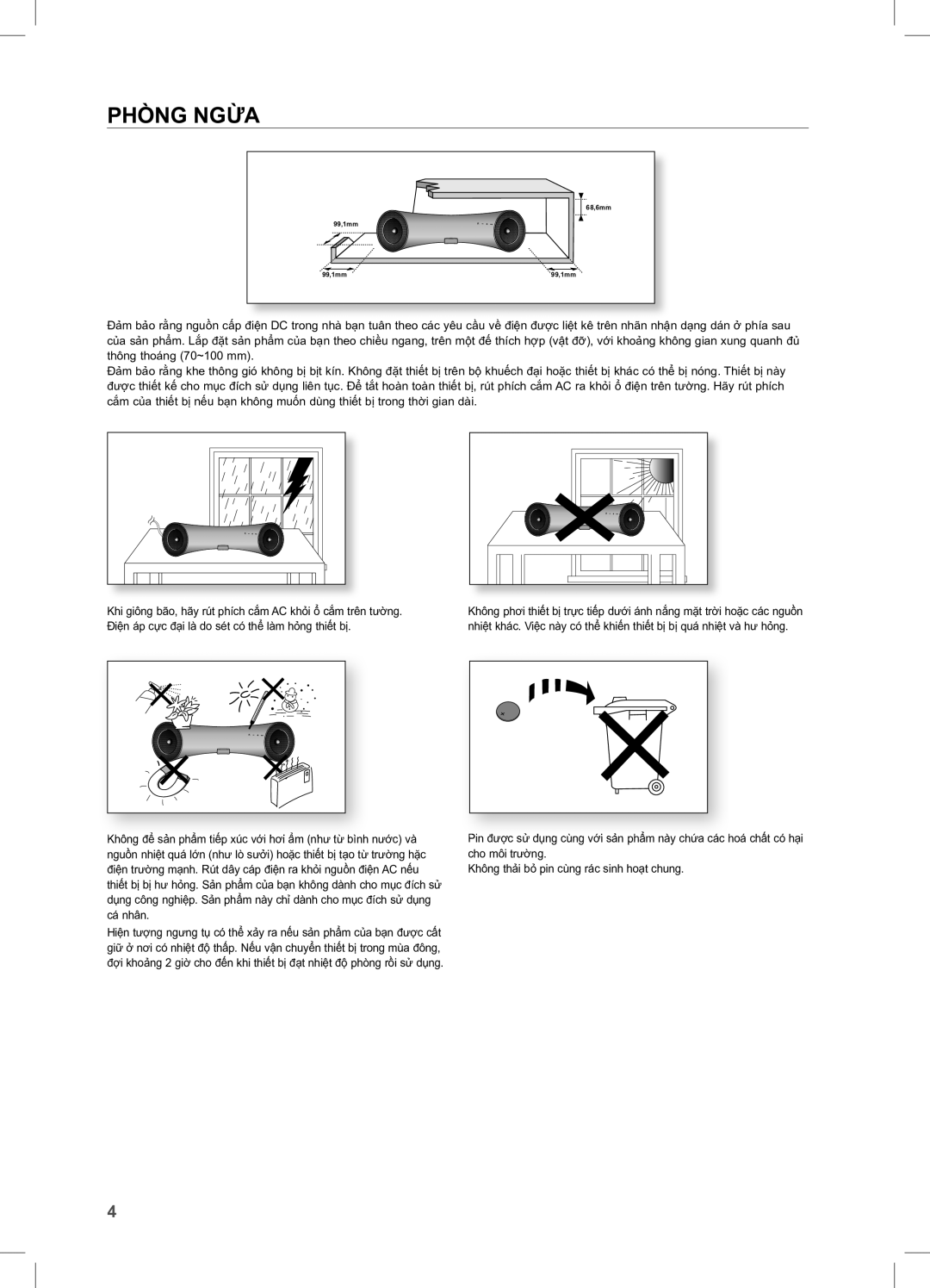 Samsung DA-E650/XV manual Phòng Ngừa 