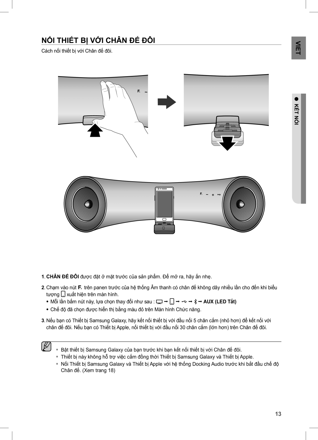 Samsung DA-E650/XV manual NỐi THiẾT BỊ Với Chân ĐẾ ĐÔi, KẾTNỐi 