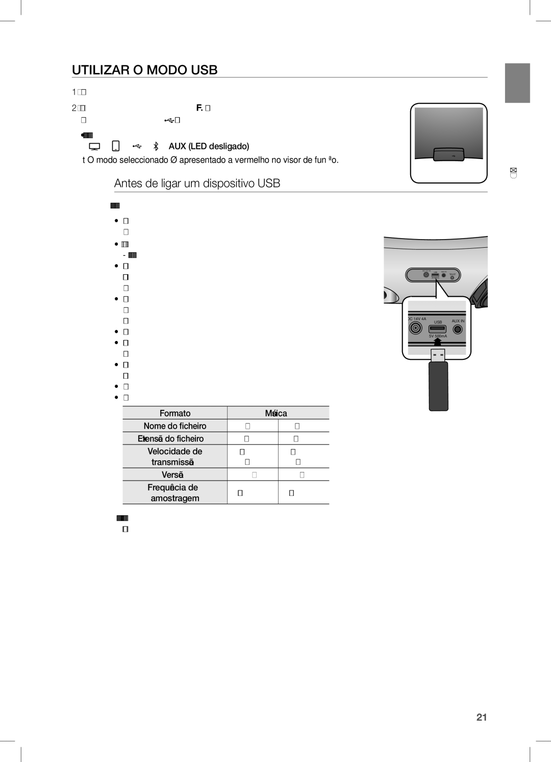 Samsung DA-E651/ZF, DA-E650/ZF manual Utilizar O Modo USB, Antes de ligar um dispositivo USB, Wma 