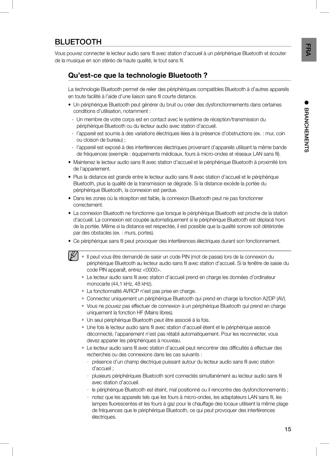 Samsung DA-E651/ZF, DA-E650/ZF manual Qu’est-ce que la technologie Bluetooth ? 