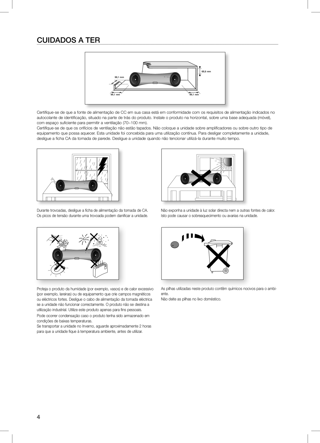 Samsung DA-E650/ZF, DA-E651/ZF manual CUiDaDOS a TeR, Calor excessivo 