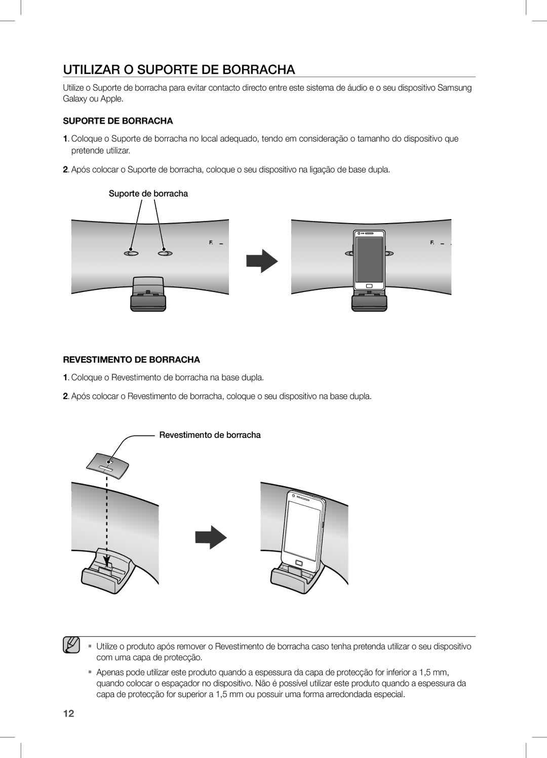 Samsung DA-E650/ZF, DA-E651/ZF manual UTiLizaR O SUPORTe De BORRacHa, SUPOrte De BOrrACHA 