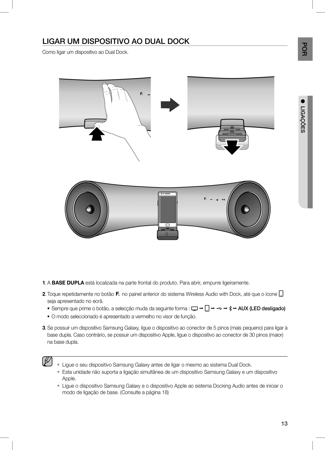 Samsung DA-E651/ZF, DA-E650/ZF manual LiGaR UM DiSPOSiTiVO aO DUaL DOcK 