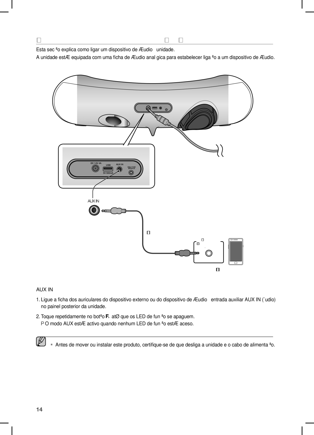 Samsung DA-E650/ZF, DA-E651/ZF manual Ligar UM Dispositivo DE Áudio Através DA Entrada AUX 