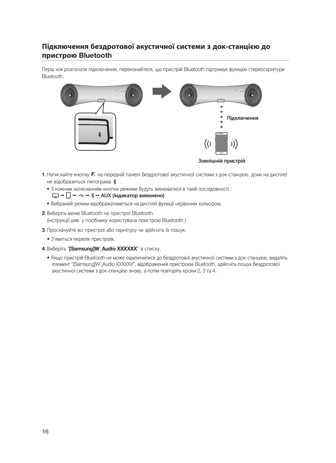 Samsung DA-E651/RU manual Виберіть SamsungWAudio Xxxxxx зі списку 