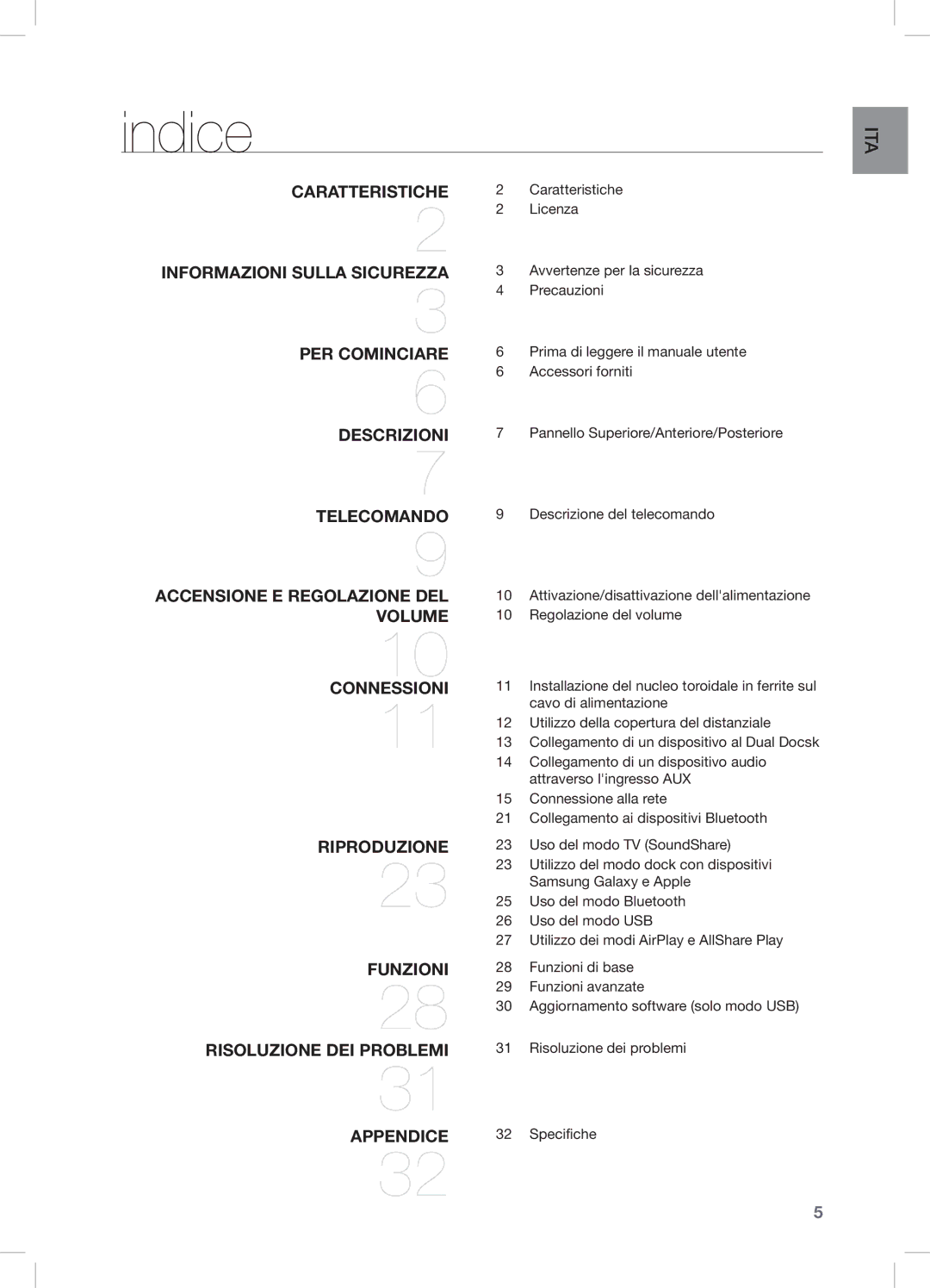 Samsung DA-E670/XE, DA-E670/EN, DA-E670/ZF manual Indice, Riproduzione 