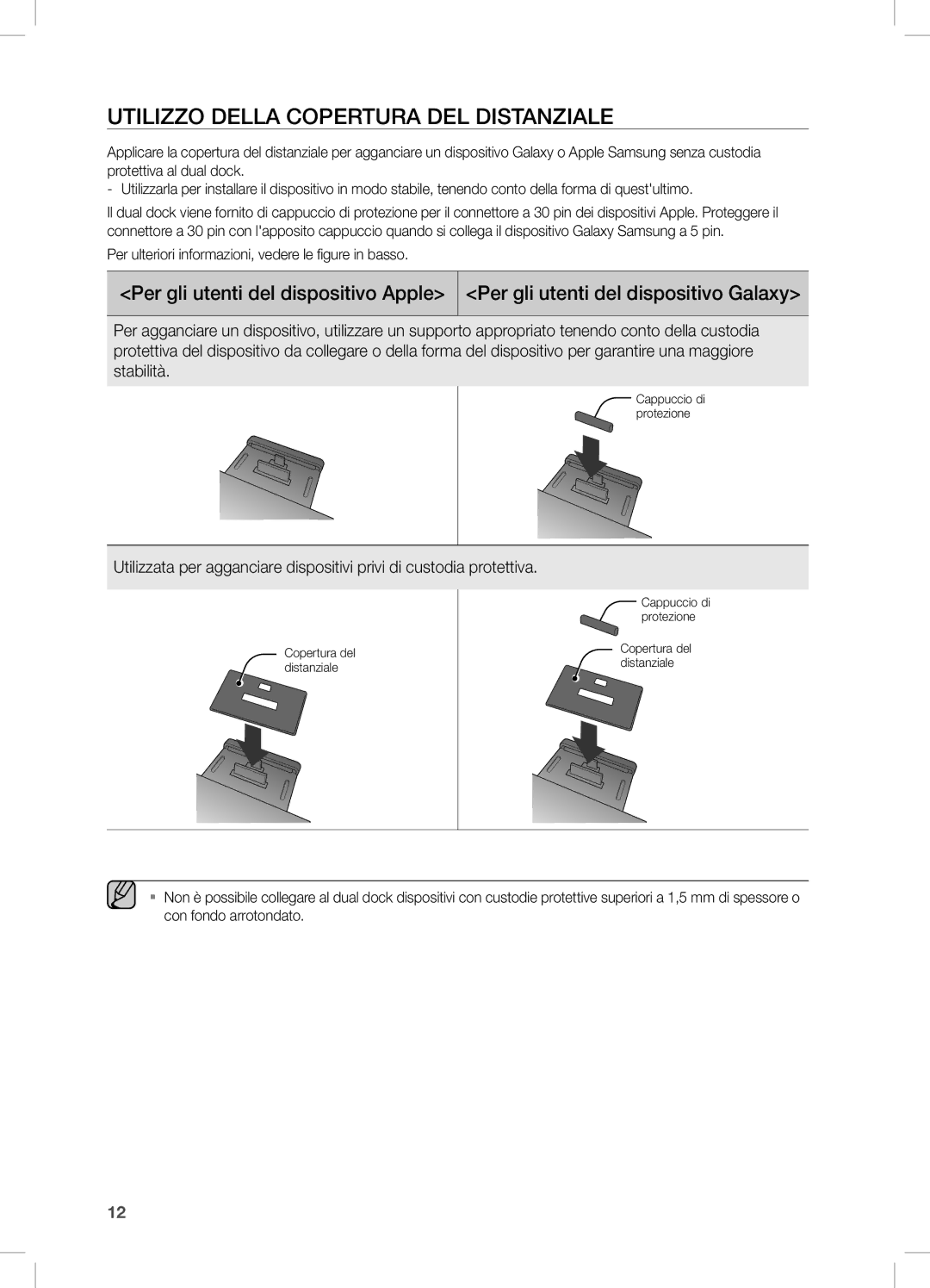 Samsung DA-E670/EN manual UTiLizzO DeLLa cOPeRTURa DeL DiSTanziaLe, Per ulteriori informazioni, vedere le figure in basso 