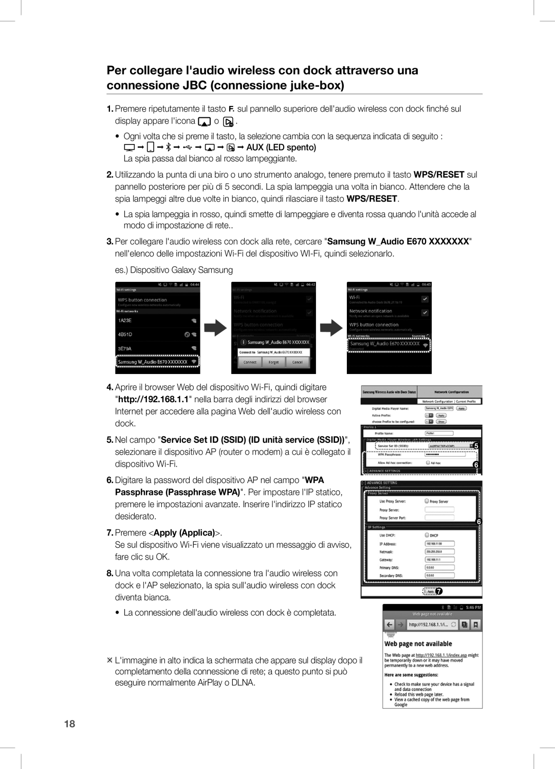 Samsung DA-E670/EN, DA-E670/ZF, DA-E670/XE manual Nel campo Service Set ID Ssid ID unità service Ssid 