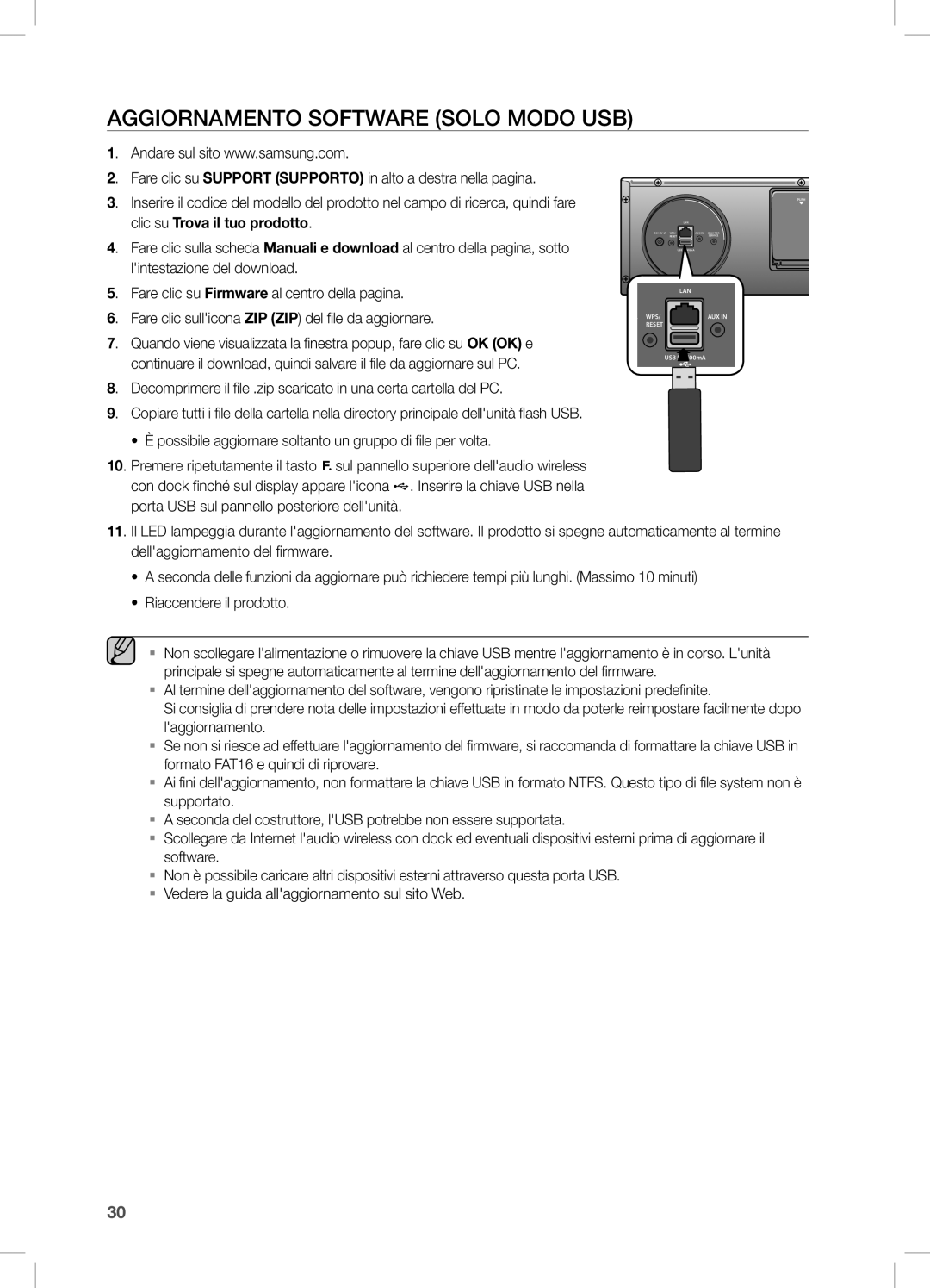 Samsung DA-E670/EN, DA-E670/ZF, DA-E670/XE manual Aggiornamento Software Solo modo USB, Clic su Trova il tuo prodotto 