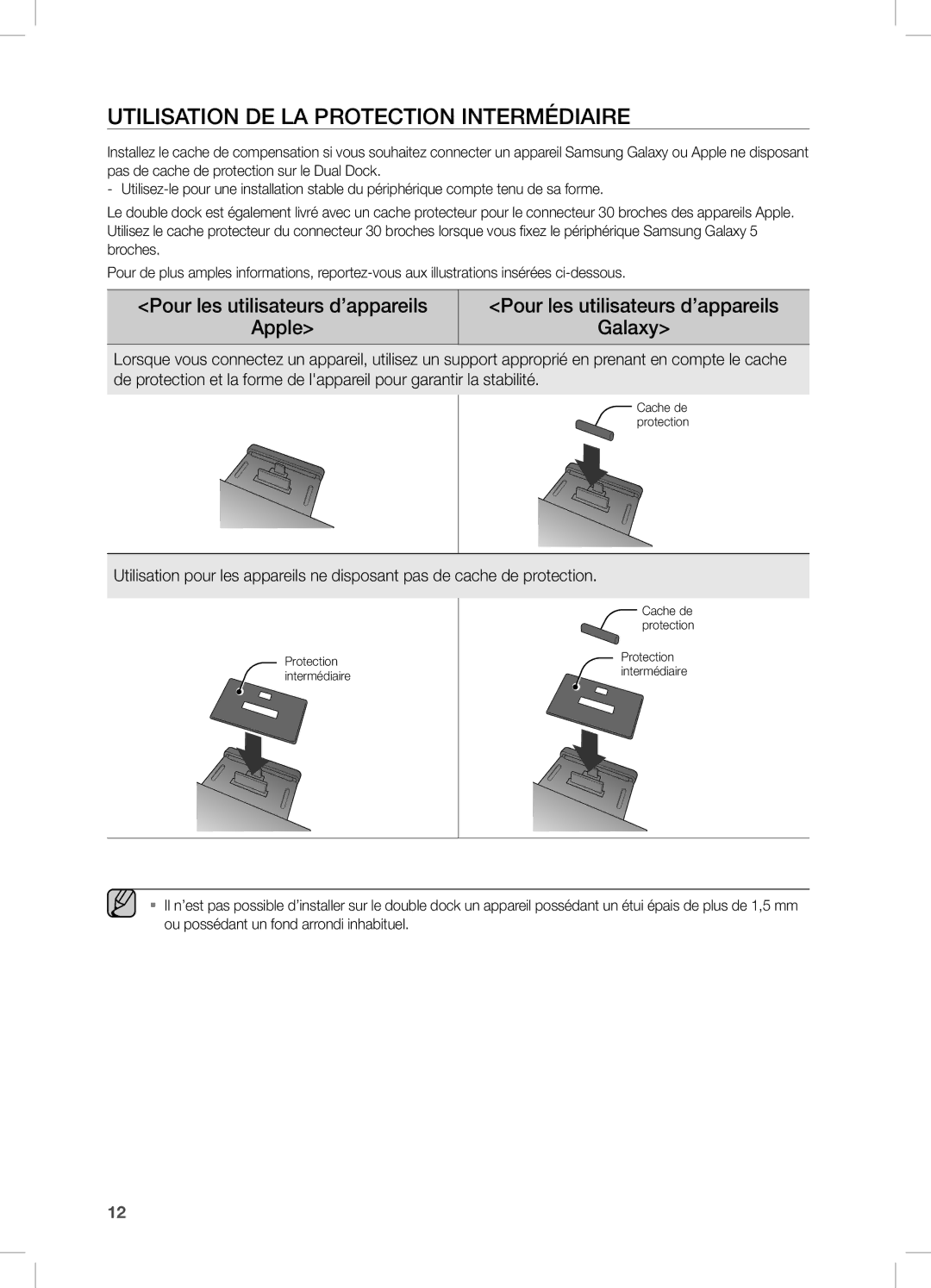 Samsung DA-E670/ZF, DA-E670/EN UTiLiSATiOn De LA PROTecTiOn inTeRMÉDiAiRe, Pour les utilisateurs d’appareils Apple Galaxy 