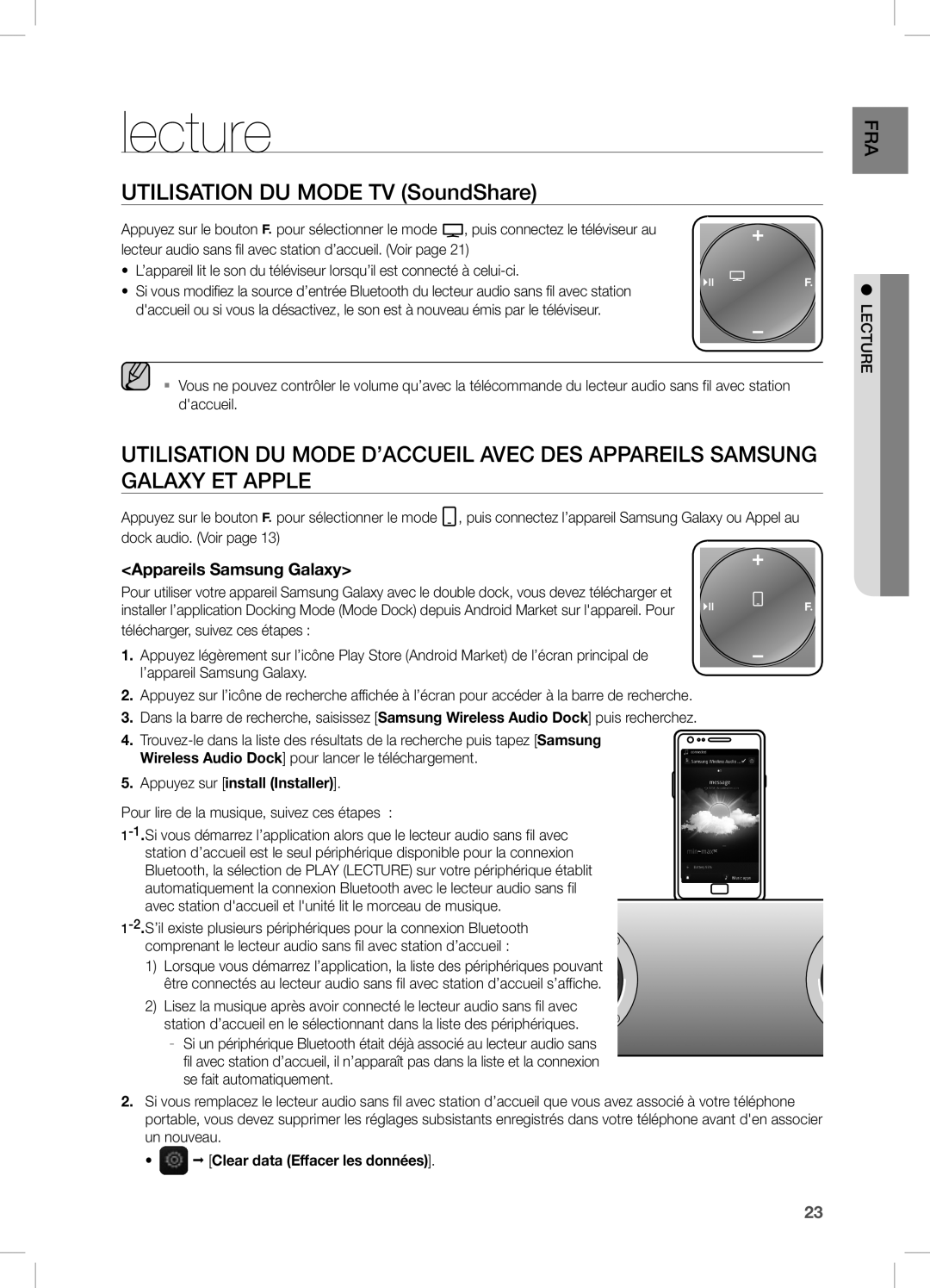 Samsung DA-E670/EN Lecture, Utilisation DU Mode TV SoundShare, Utilisation DU Mode D’ACCUEIL Avec DES Appareils Samsung 