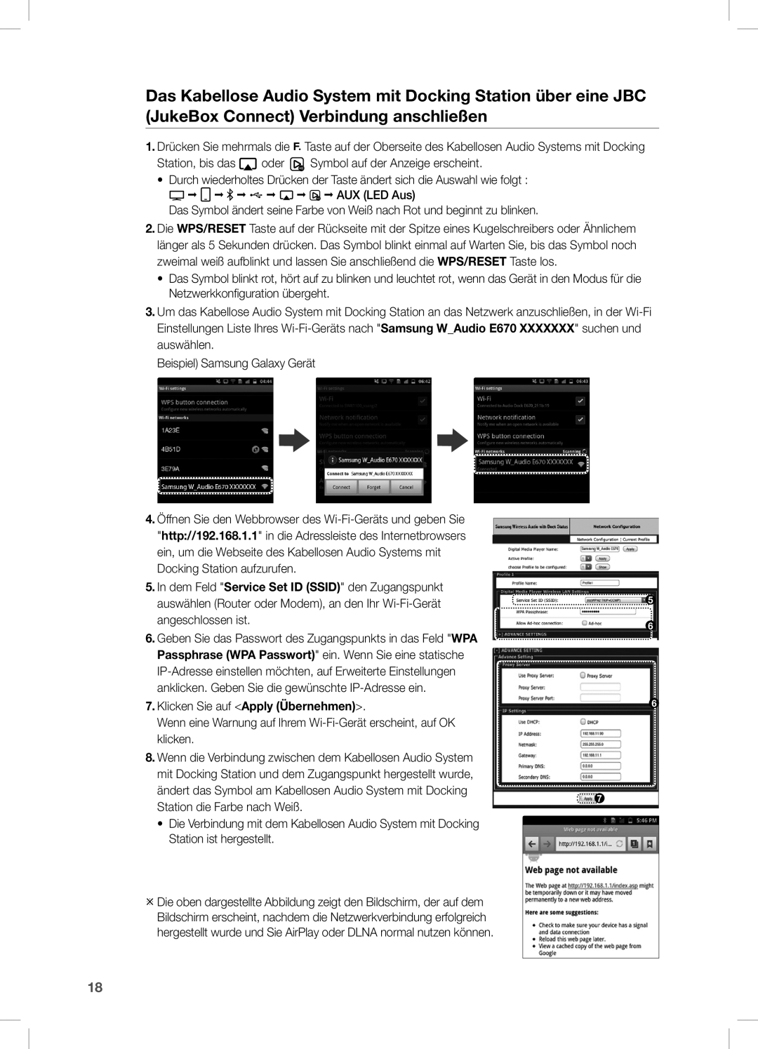 Samsung DA-E670/XE, DA-E670/EN, DA-E670/ZF manual Klicken Sie auf Apply Übernehmen 