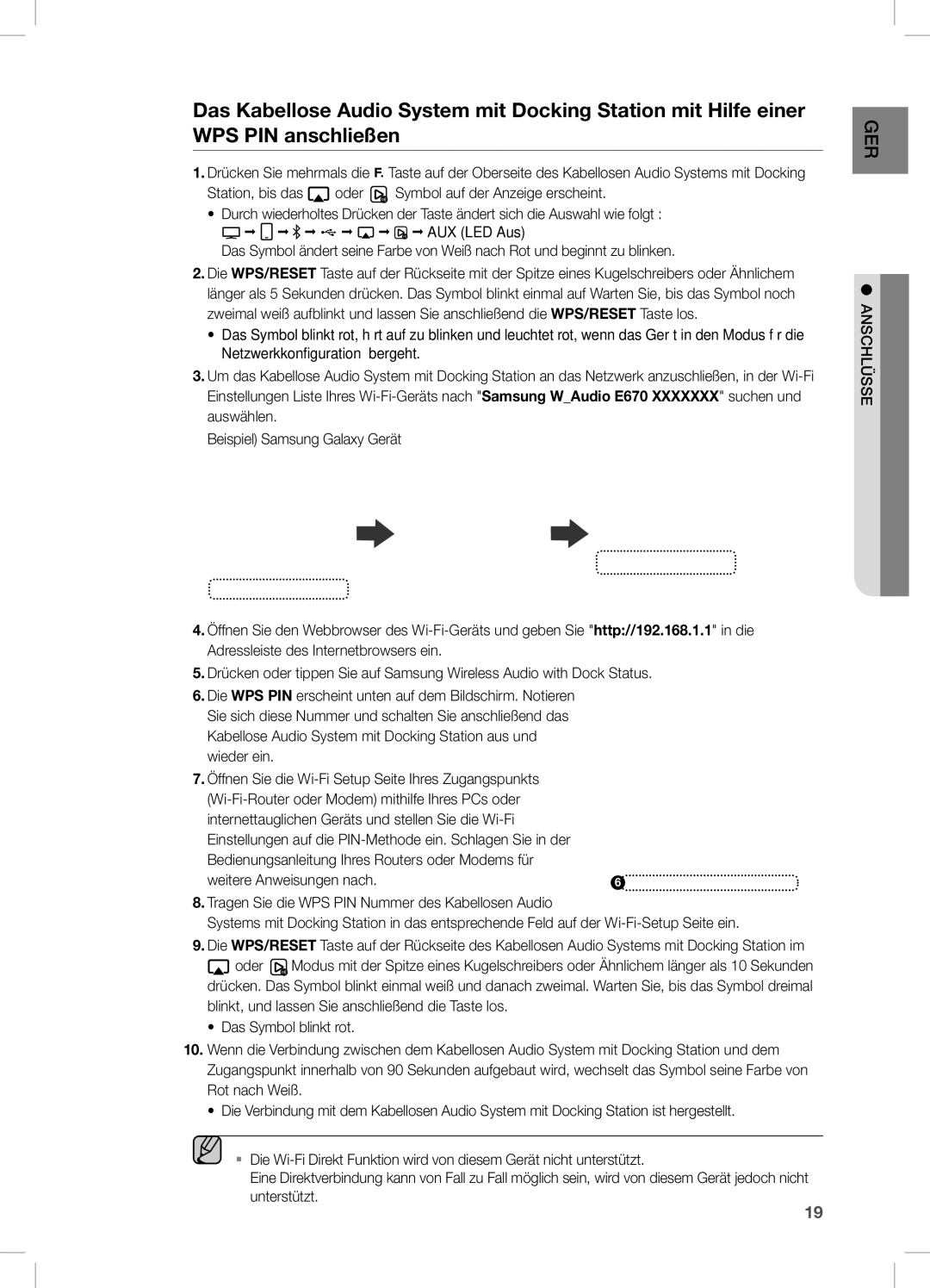 Samsung DA-E670/EN, DA-E670/ZF, DA-E670/XE manual Internettauglichen Geräts und stellen Sie die Wi-Fi 