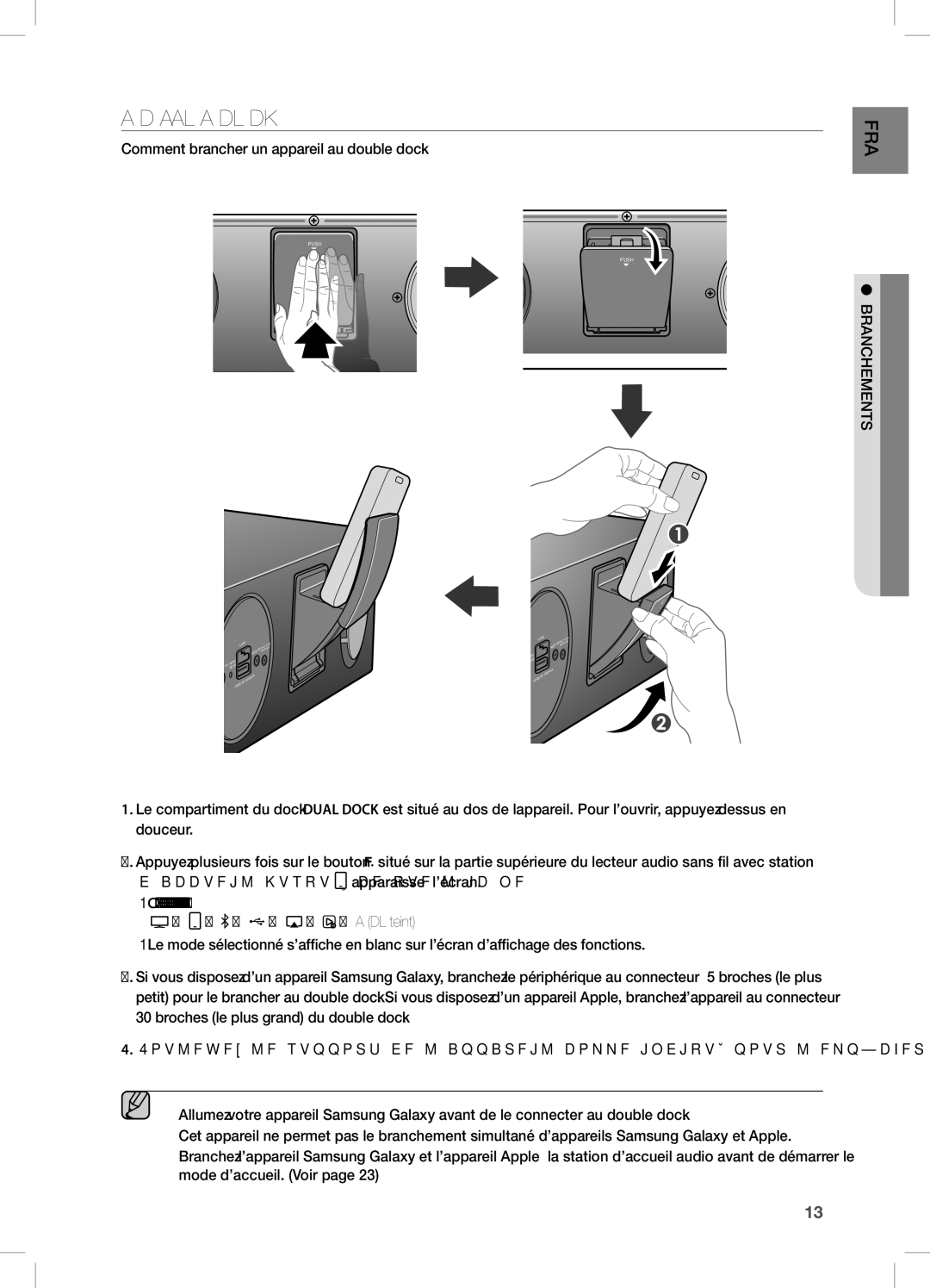 Samsung DA-E670/EN manual BRAncHeMenT D’Un APPAReiL AU DOUBLe DOcK 