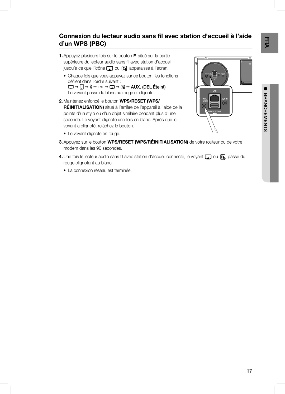 Samsung DA-E670/EN manual Pointe d’un stylo ou d’un objet similaire pendant plus d’une 