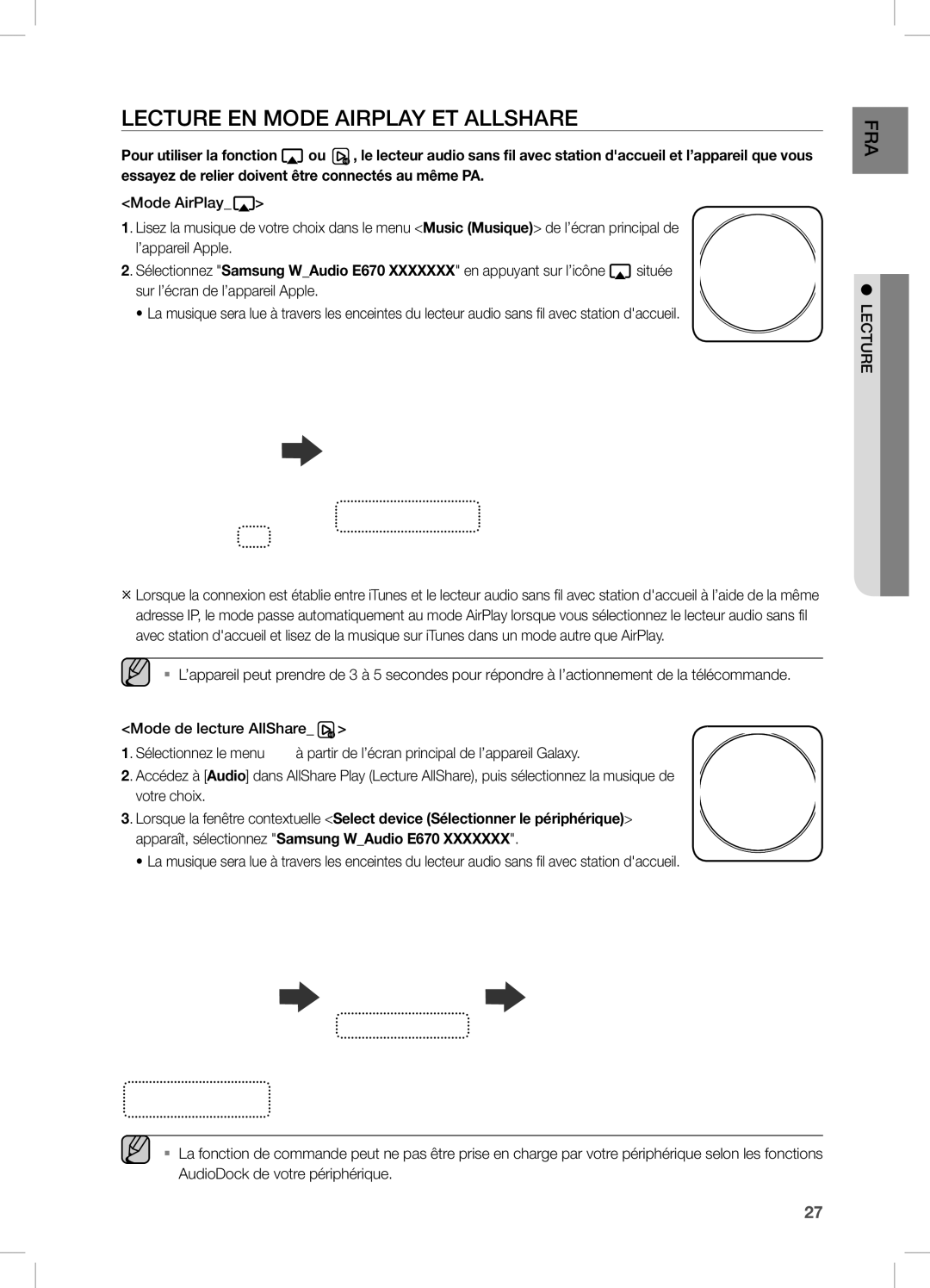 Samsung DA-E670/EN manual Lecture EN Mode Airplay ET Allshare 