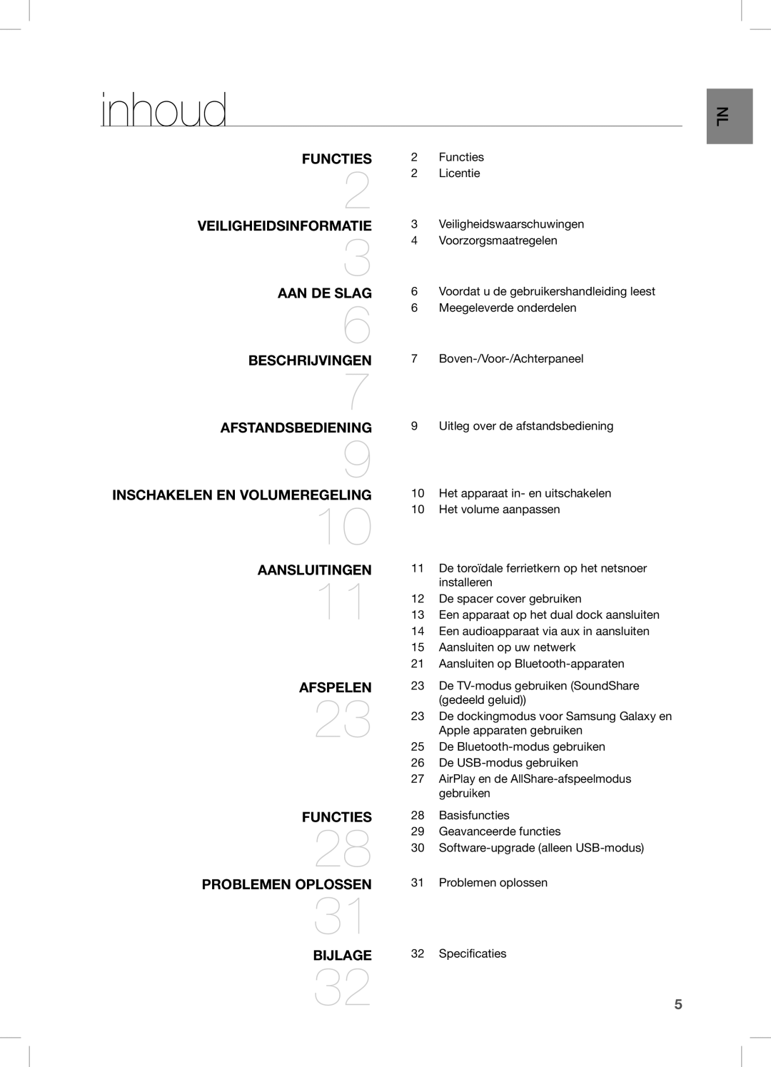 Samsung DA-E670/EN manual Inhoud, Aansluitingen Afspelen Functies Problemen Oplossen Bijlage 