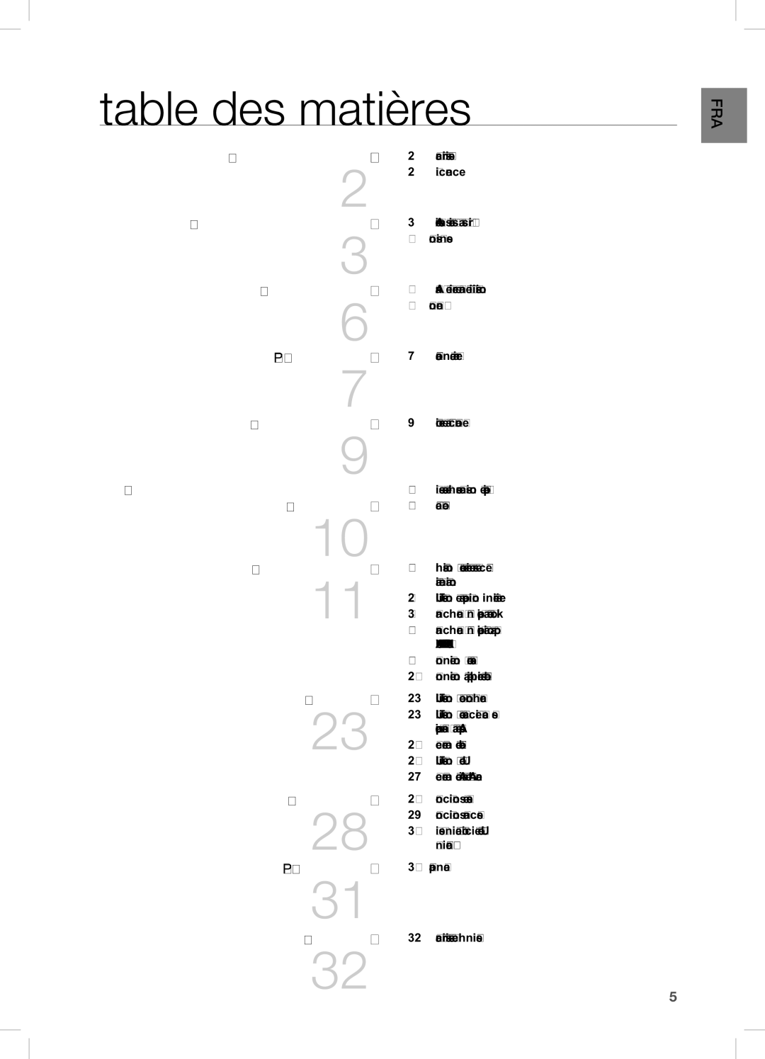 Samsung DA-E670/EN manual Table des matières, AUX in Entrée AUX 