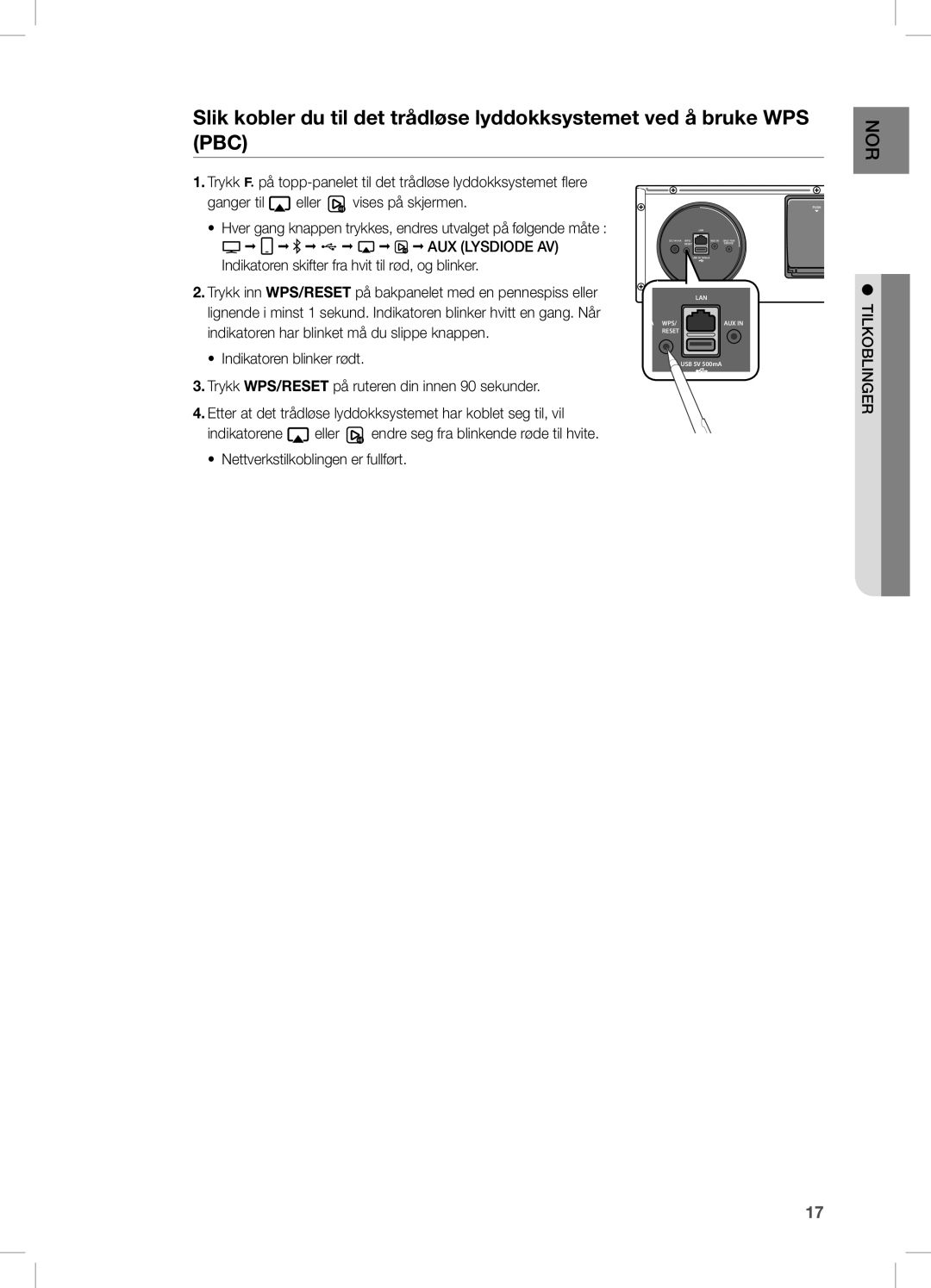 Samsung DA-E670/XE manual Hver gang knappen trykkes, endres utvalget på følgende måte 