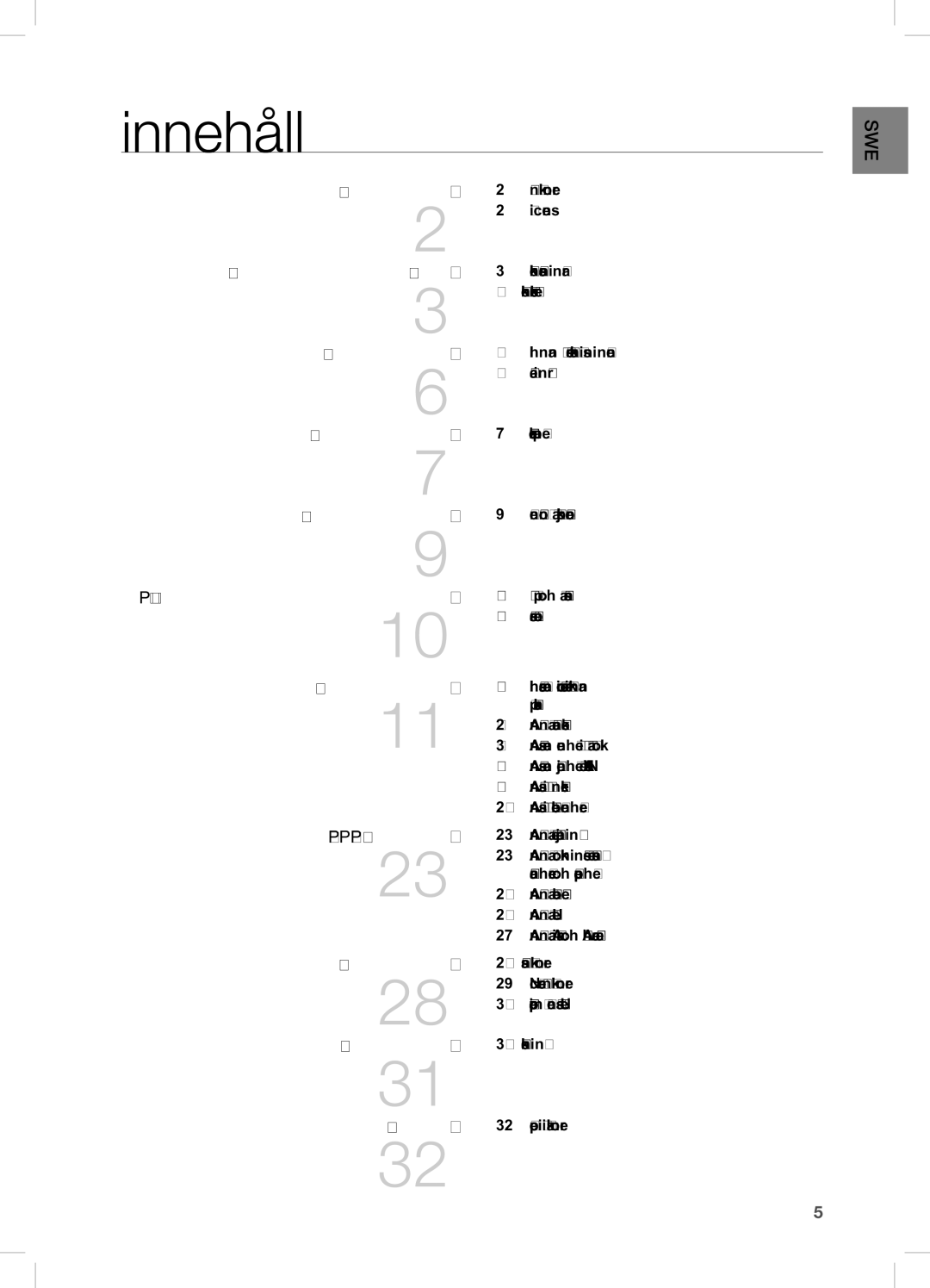 Samsung DA-E670/XE manual Innehåll, Funktioner, Bilaga 