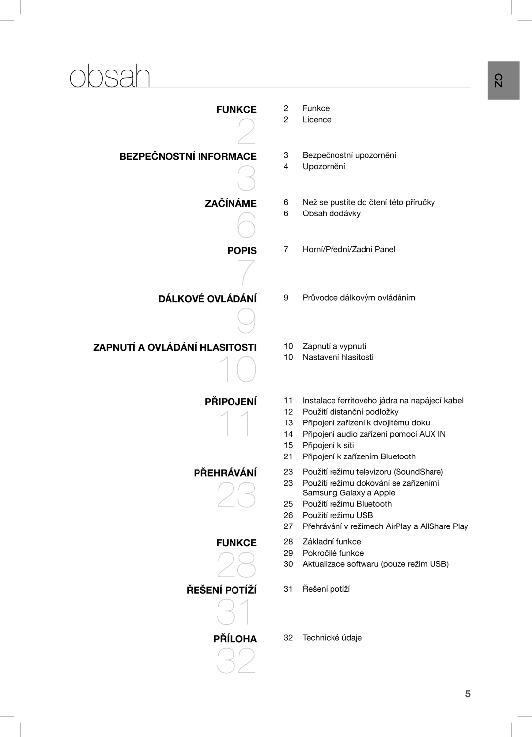 Samsung DA-E670/XE manual Funkce 