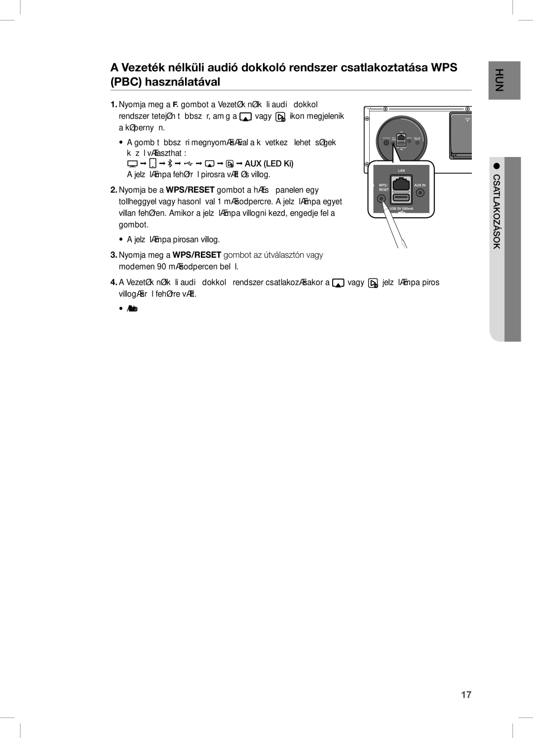 Samsung DA-E670/XE manual Vagy jelzőlámpa piros Satlakozások 