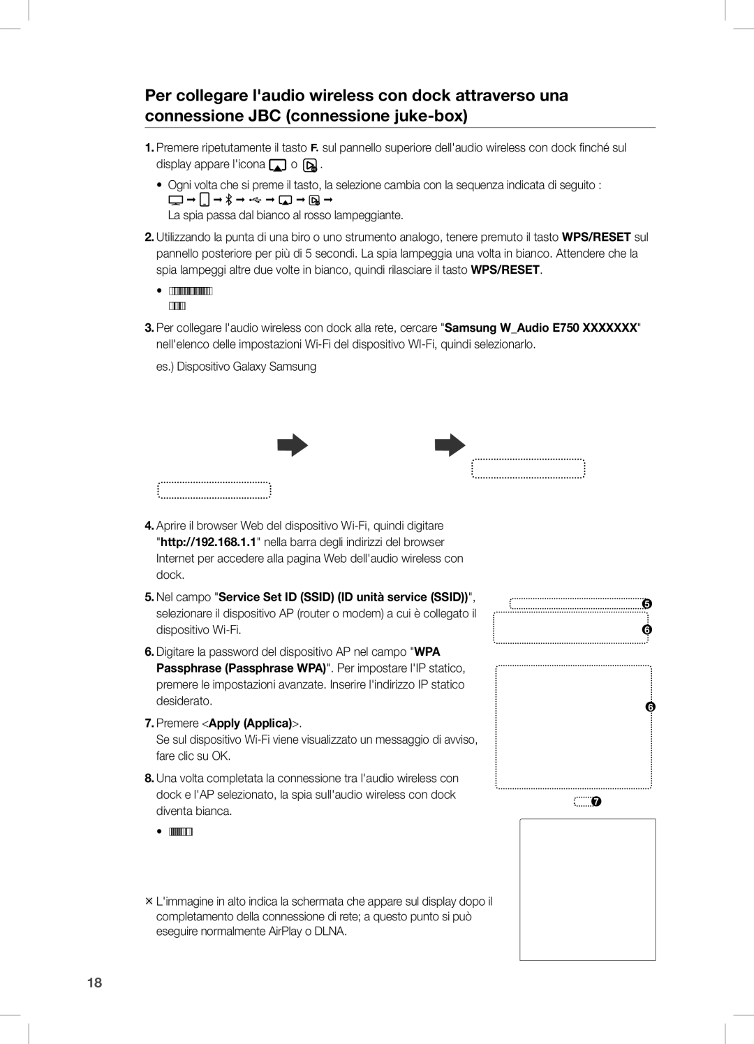 Samsung DA-E750/EN, DA-E751/EN, DA-E750/XN, DA-E750/ZF, DA-E751/XE manual Nel campo Service Set ID Ssid ID unità service Ssid 