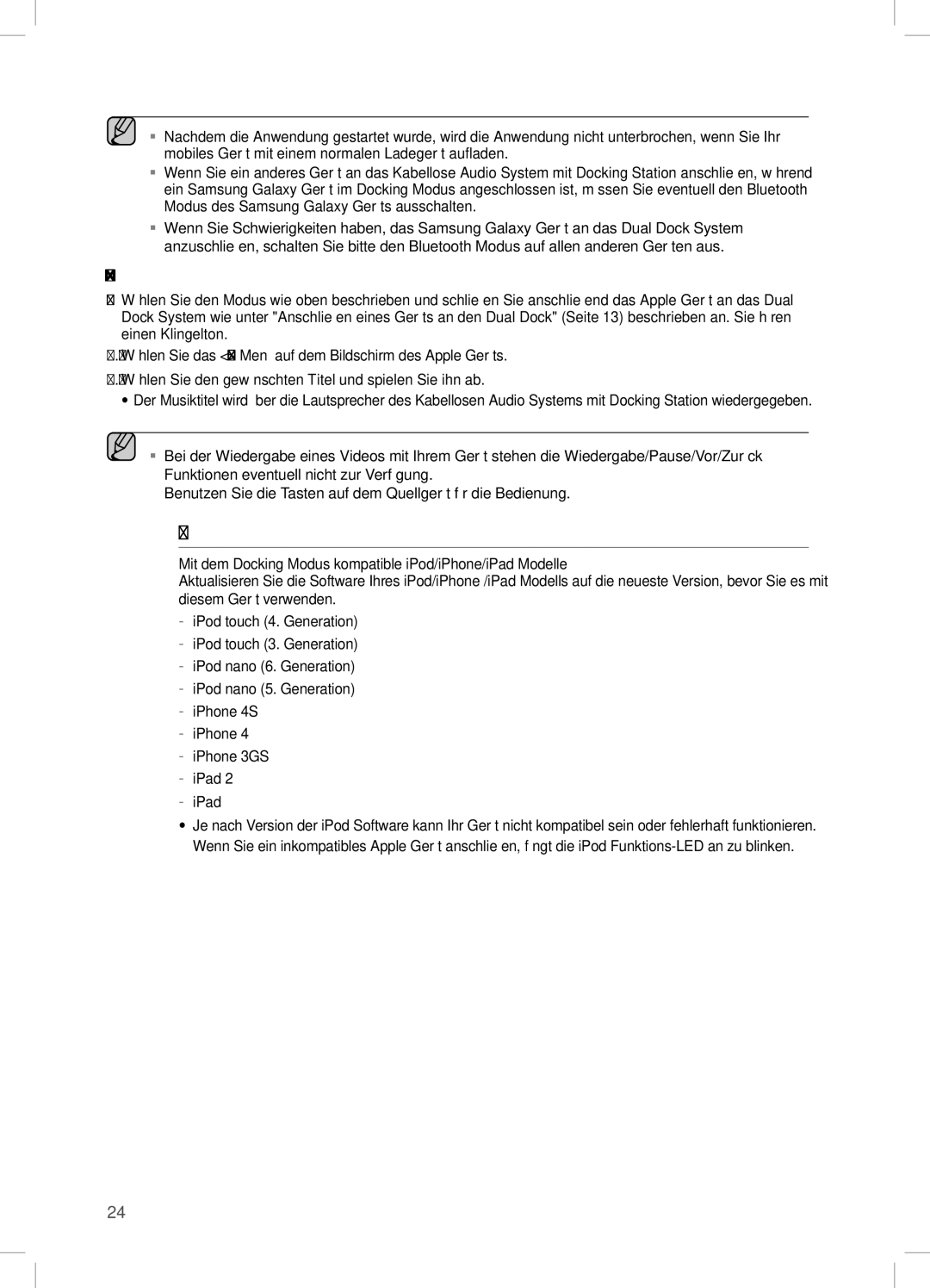 Samsung DA-E750/XN, DA-E750/EN, DA-E751/EN, DA-E750/ZF, DA-E751/XE, DA-E750/XE manual Kompatibilitätsliste Apple Gerät 