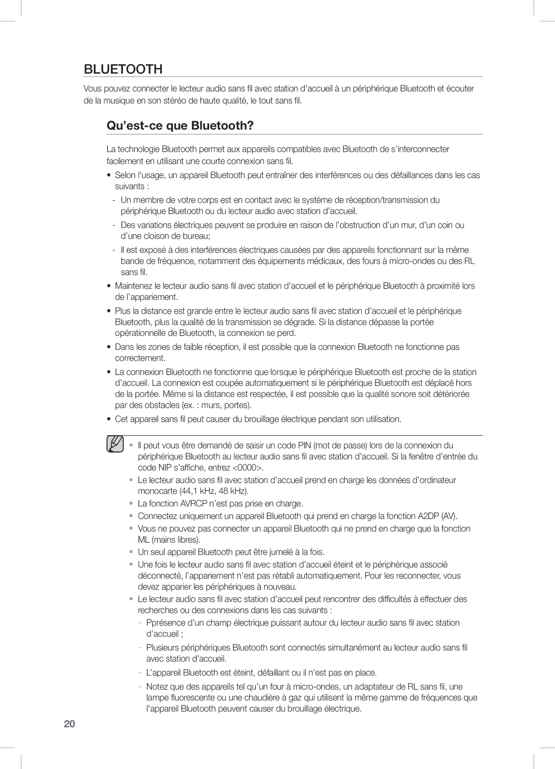 Samsung DA-E750/EN, DA-E751/EN, DA-E750/XN, DA-E750/ZF manual Qu’est-ce que Bluetooth? 