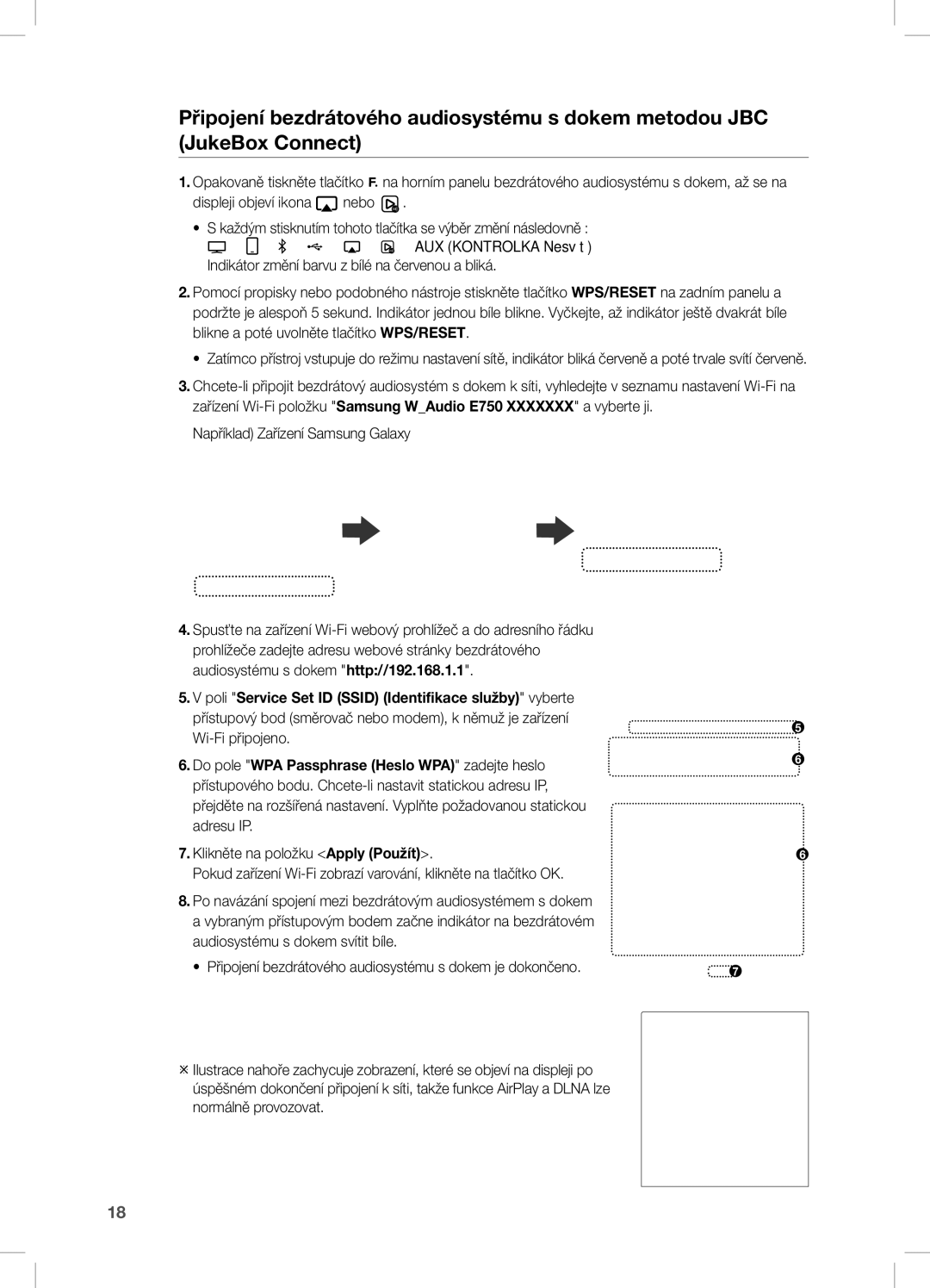 Samsung DA-E750/EN, DA-E751/EN, DA-E751/XE, DA-E750/XE manual Poli Service Set ID Ssid Identifikace služby vyberte 