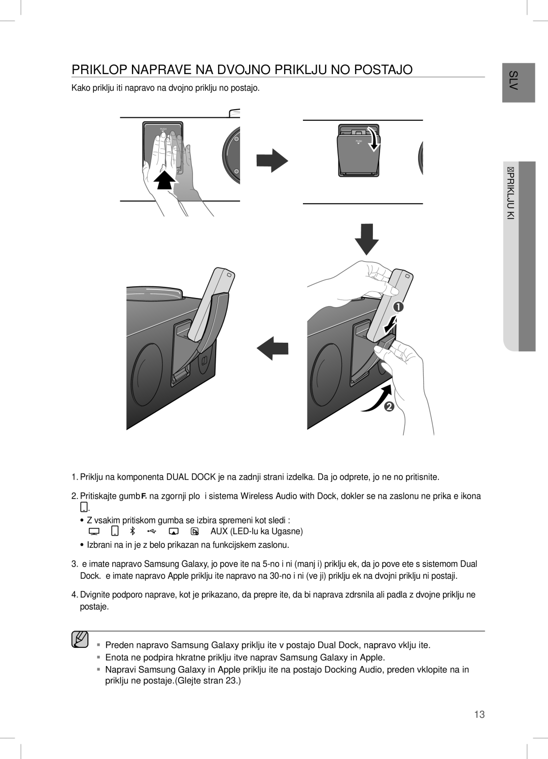 Samsung DA-E751/EN PRiKLOP naPRaVe na DVOJnO PRiKLJUČnO POSTaJO, Kako priključiti napravo na dvojno priključno postajo 