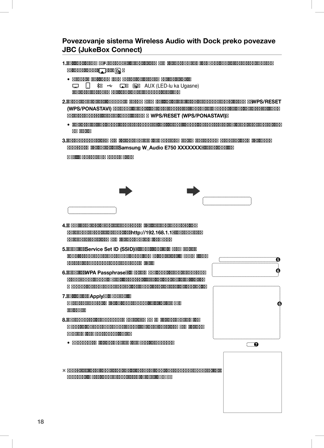 Samsung DA-E751/XE, DA-E750/EN, DA-E751/EN manual Npr. Naprava Samsung Galaxy, Povezava Wireless Audio with Dock je končana 