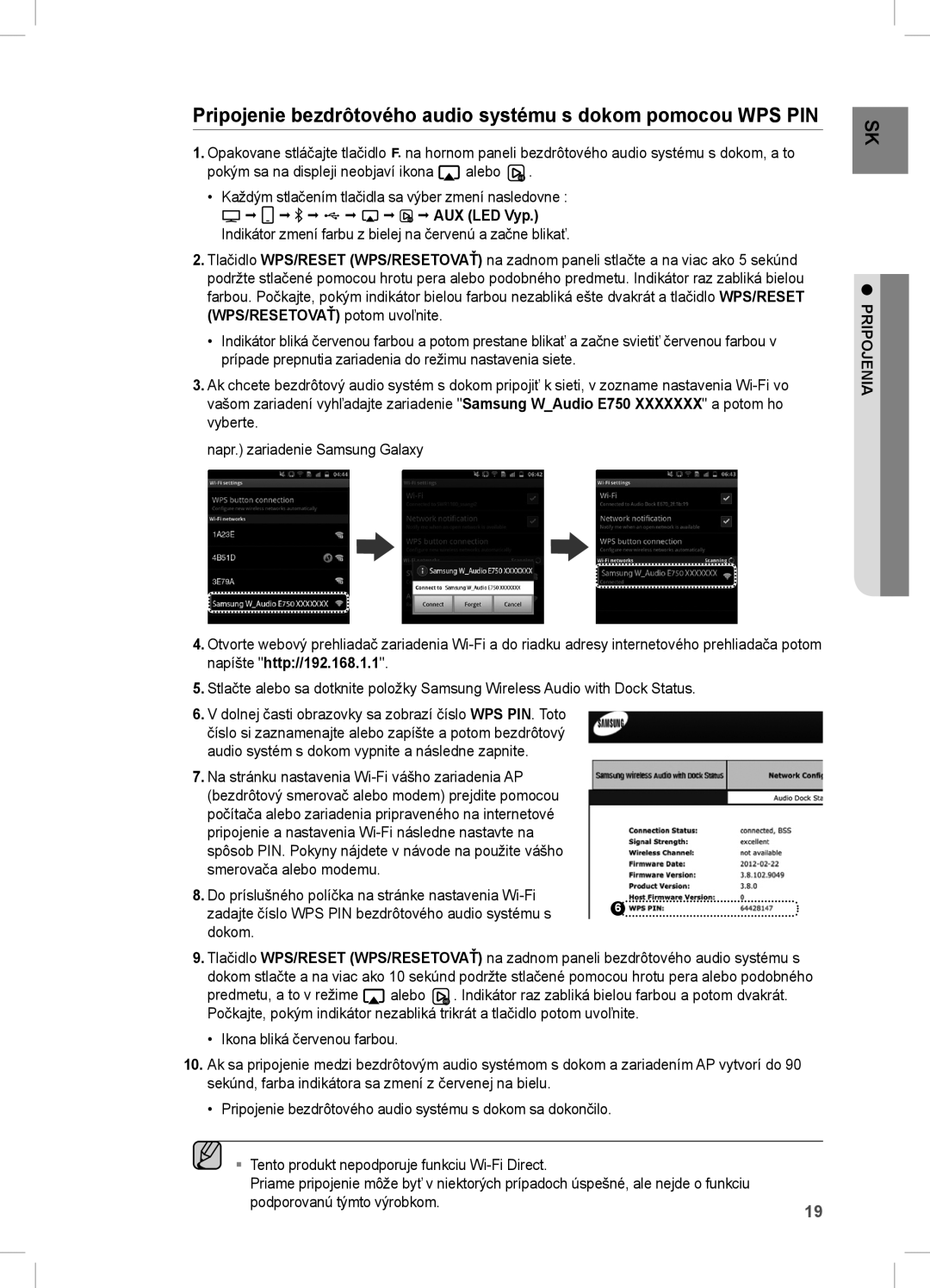 Samsung DA-E750/XE, DA-E750/EN, DA-E751/EN, DA-E751/XE manual Podporovanú týmto výrobkom, Pripojenia 