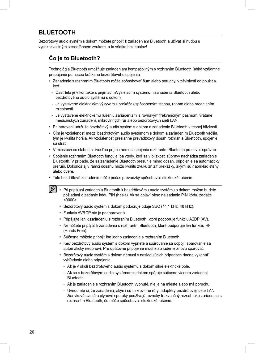 Samsung DA-E750/EN, DA-E751/EN, DA-E751/XE, DA-E750/XE manual Čo je to Bluetooth? 