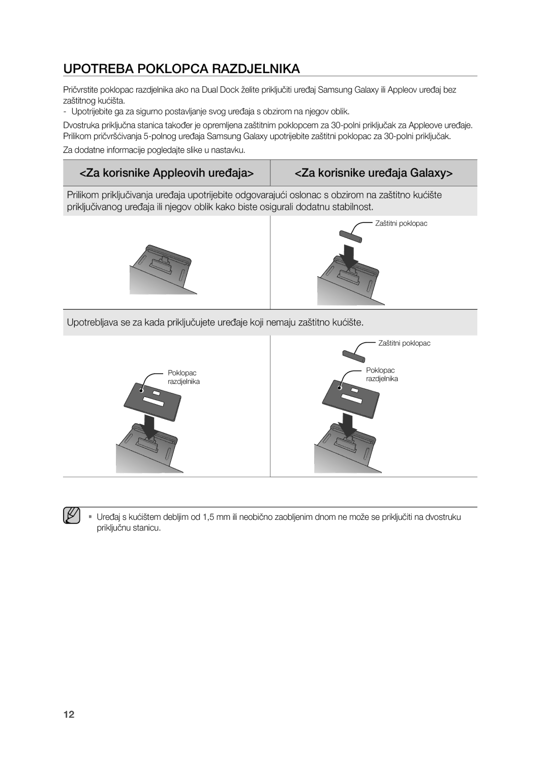Samsung DA-E750/EN, DA-E751/EN UPOTReBa POKLOPca RaZDJeLniKa, Za korisnike appleovih uređaja Za korisnike uređaja Galaxy 