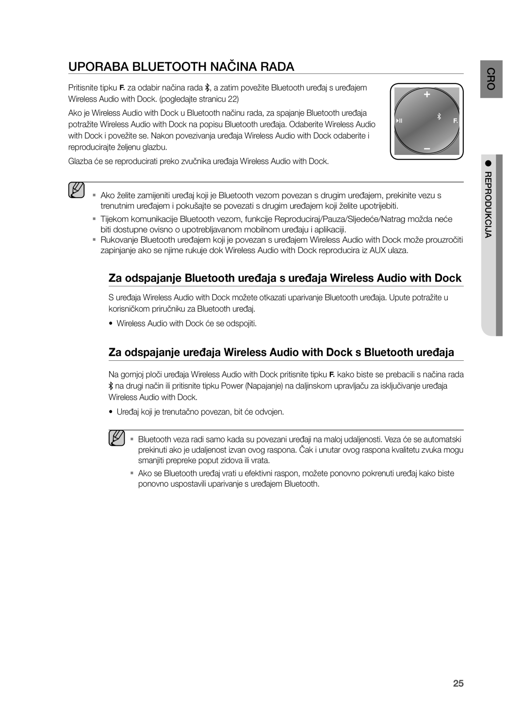 Samsung DA-E751/EN, DA-E750/EN manual Uporaba Bluetooth Načina Rada 