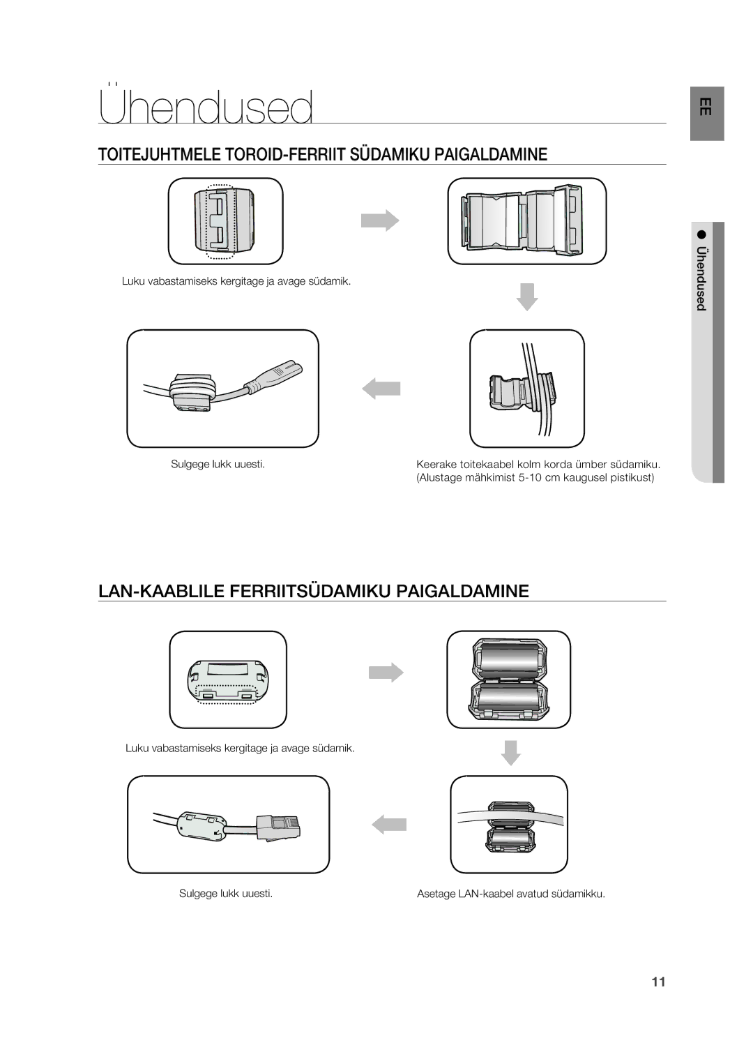 Samsung DA-E750/EN manual Ühendused, Toitejuhtmele TOROID-FERRIIT Südamiku Paigaldamine 