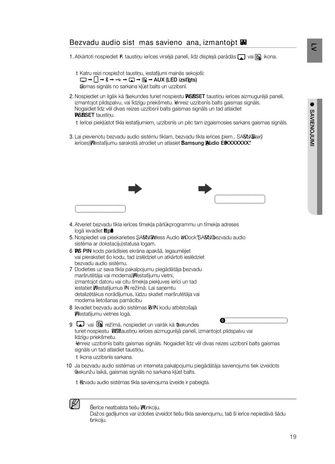 Samsung DA-E750/EN manual Bezvadu audio sistēmas savienošana, izmantojot WPS PIN, Vai 