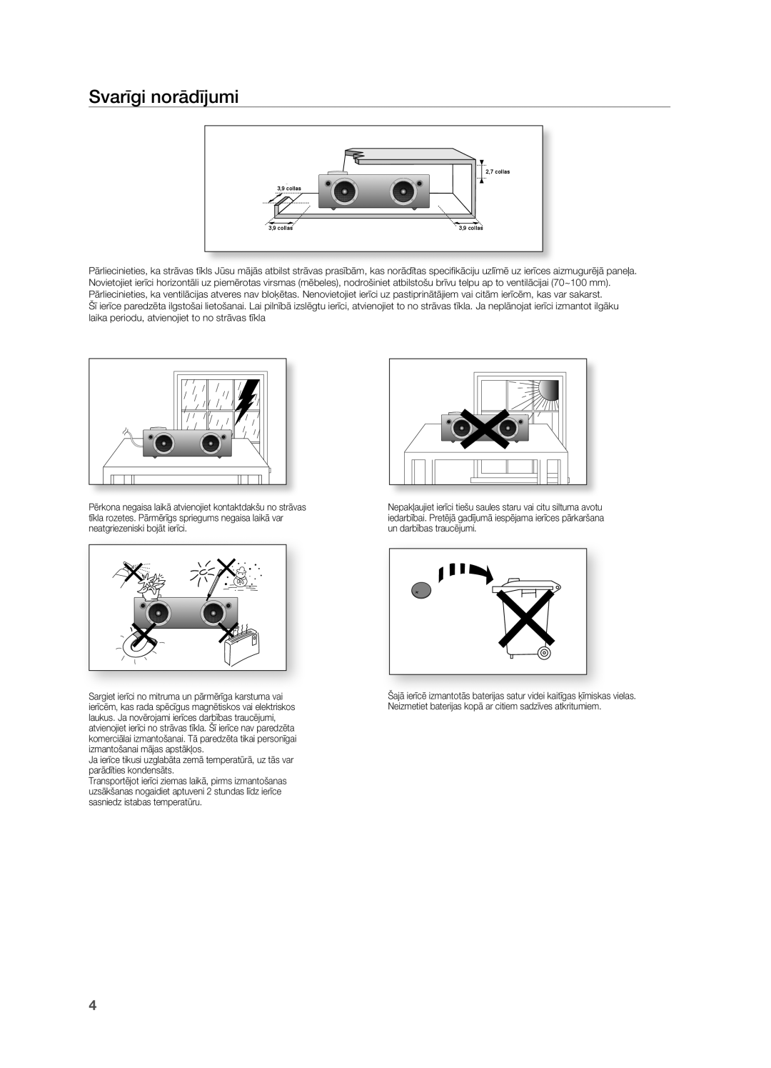 Samsung DA-E750/EN manual Svarīgi norādījumi 