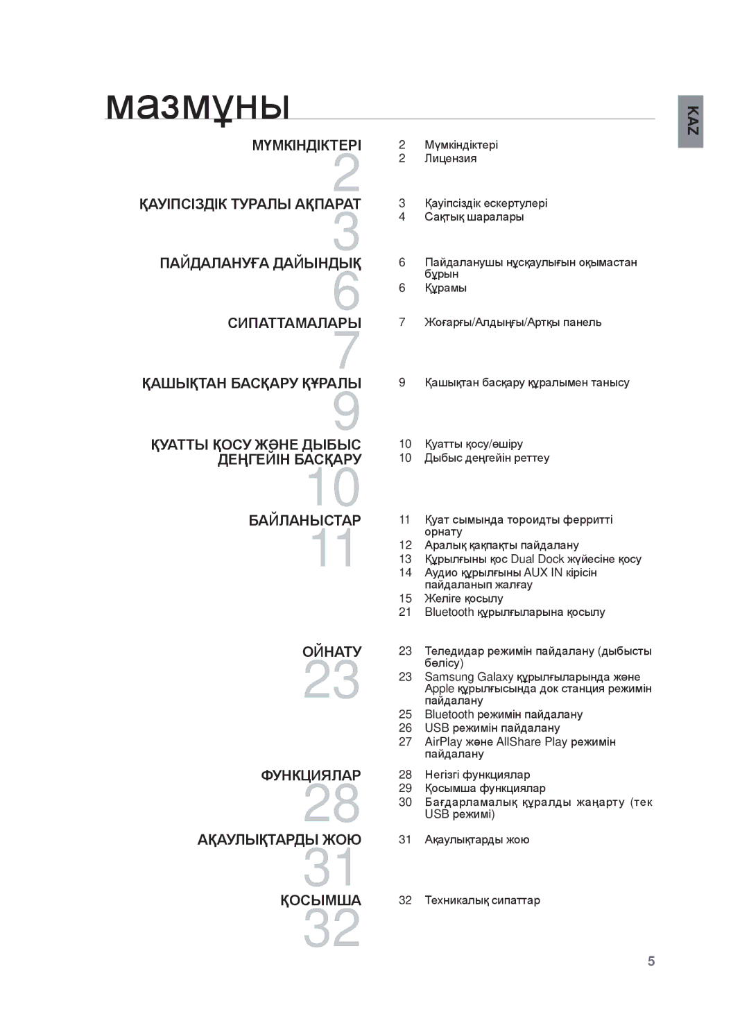 Samsung DA-E750/RU manual Ɦɚɡɦԝɧɵ, ҚȺУȱПɋȱЗДȱК Ɍуɋⱥлы Ⱥқпⱥɋⱥɍ 