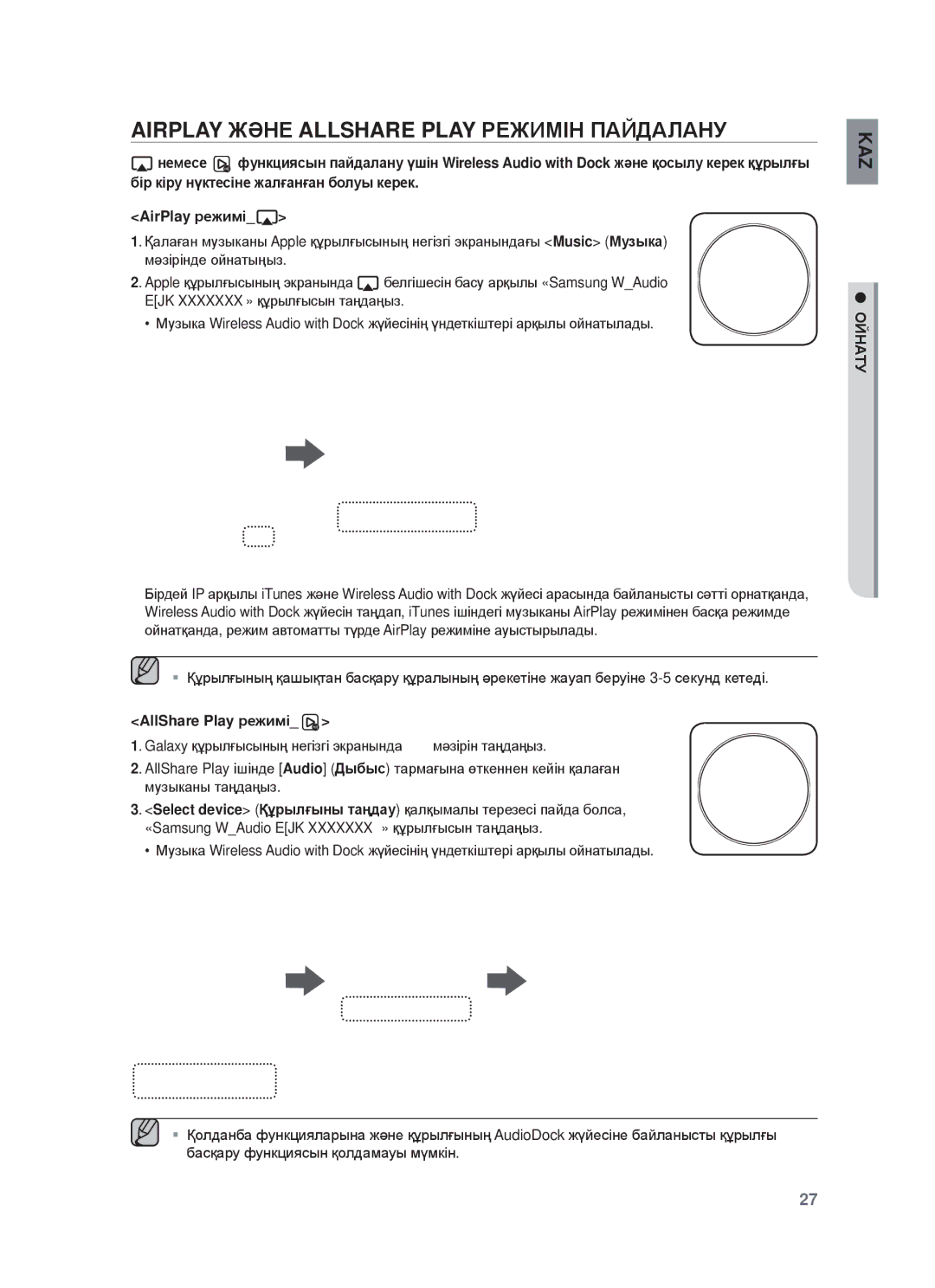 Samsung DA-E750/RU manual Airplay ЖƏɇȿ Allshare Play ɊȿЖИɆȱɇ ПȺɃДȺЛȺɇУ, AllShare Play ɪɟжимɿ 