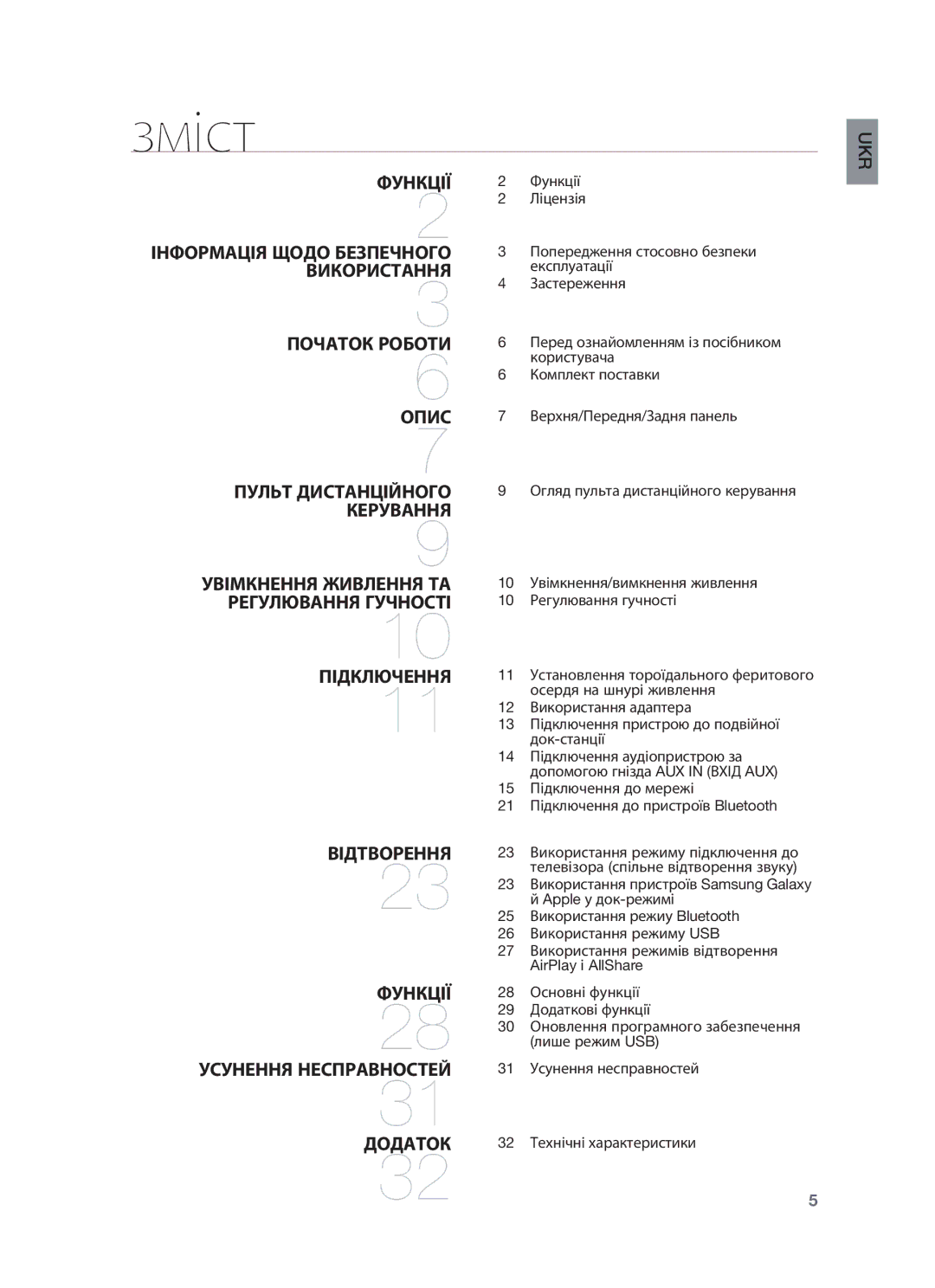 Samsung DA-E750/RU manual Зміст 