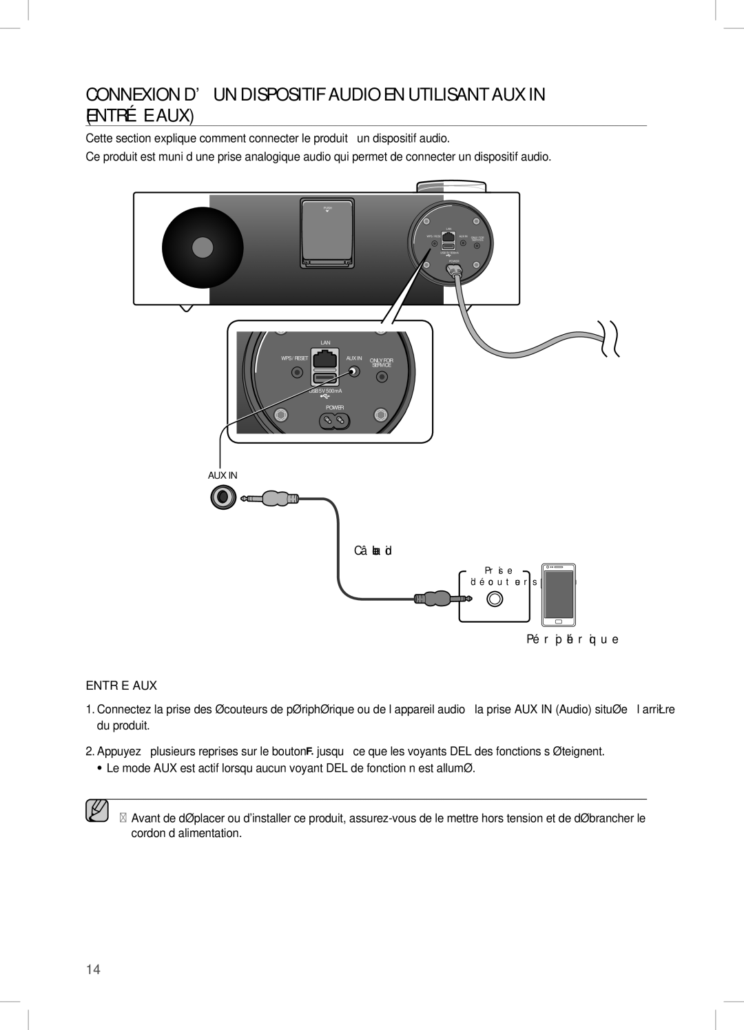 Samsung DA-E750/KE, DA-E750/UM, DA-E750/ZN manual Périphérique, Entrée AUX 