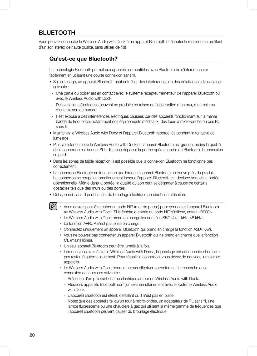 Samsung DA-E750/KE, DA-E750/UM, DA-E750/ZN manual Qu’est-ce que Bluetooth? 